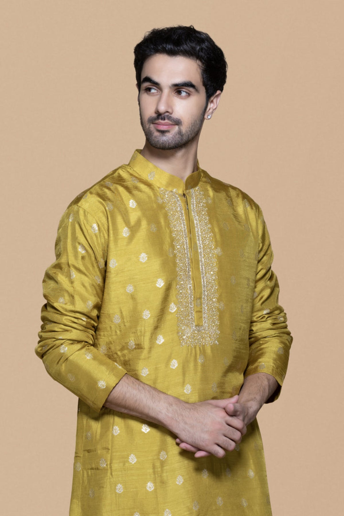 Mustard Zari Kurta Set