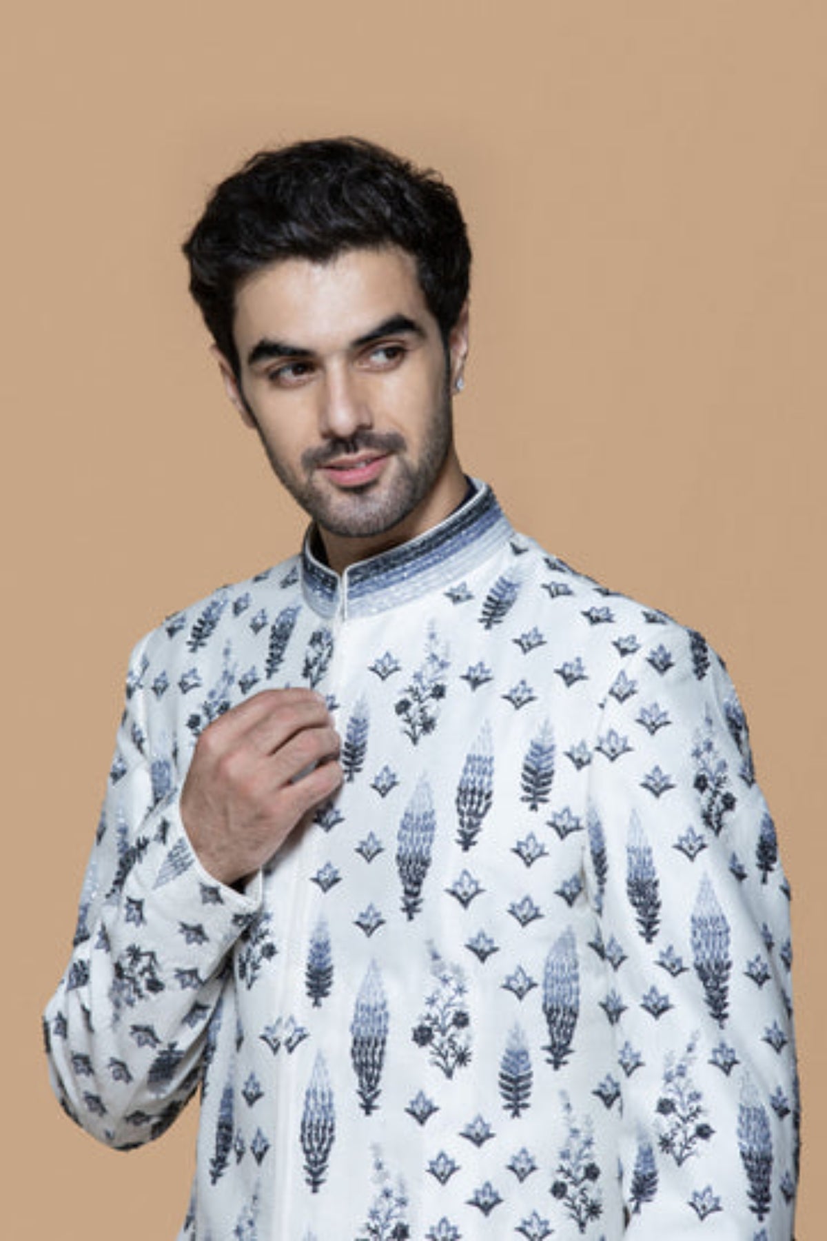 Gradation Ivory-Blue Sherwani Set