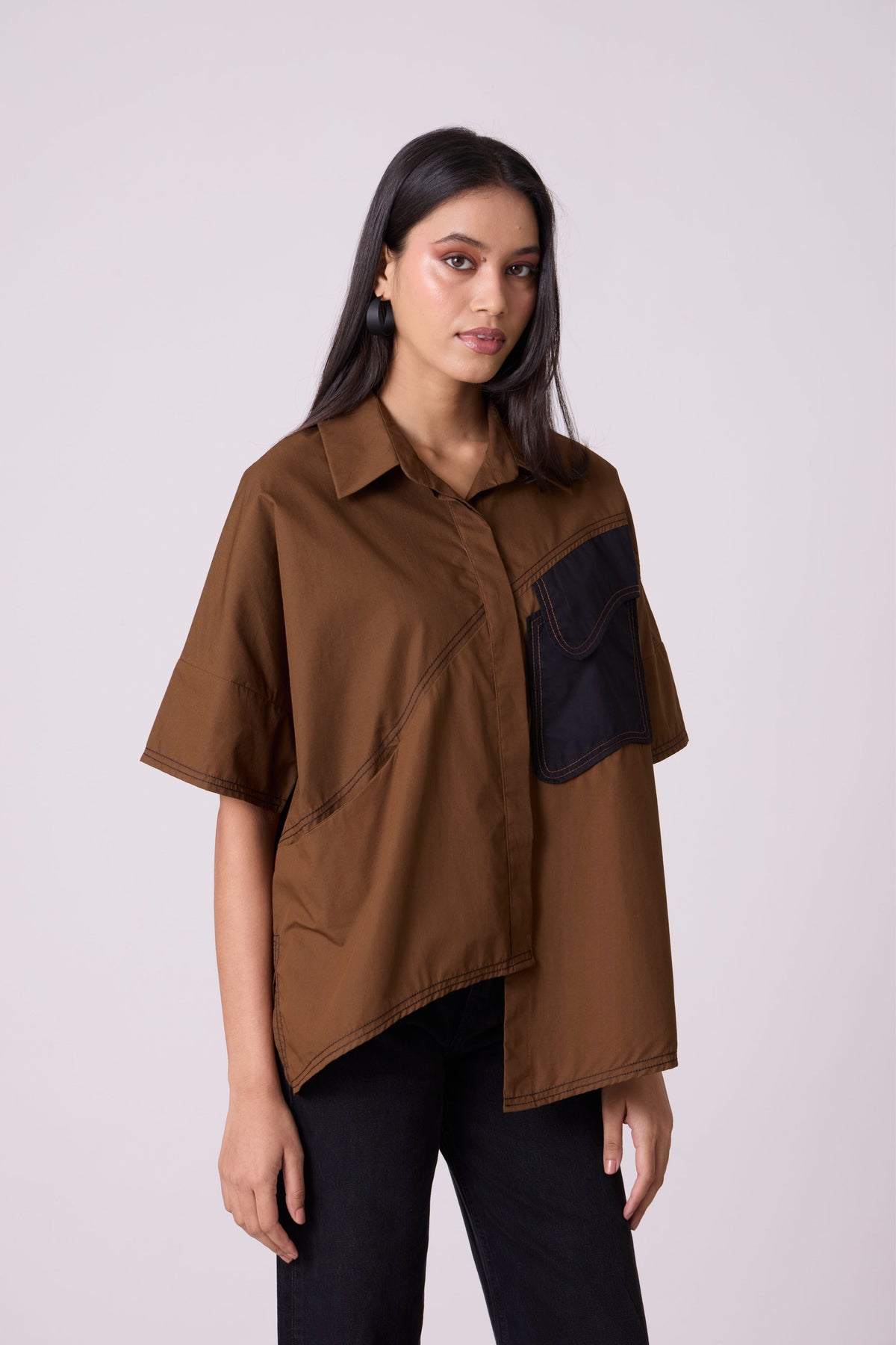 Andrea Olive Brown Shirt