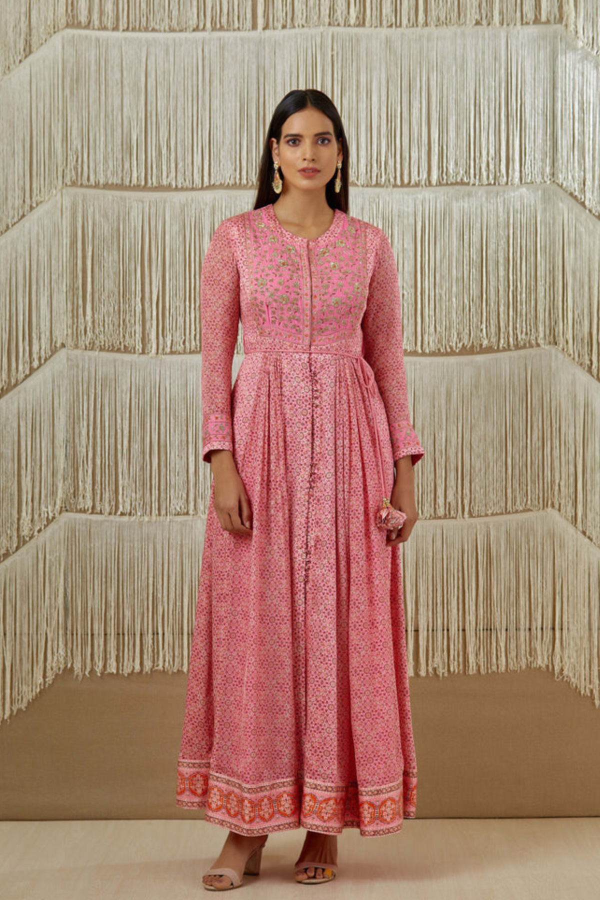 Pink anarkali set