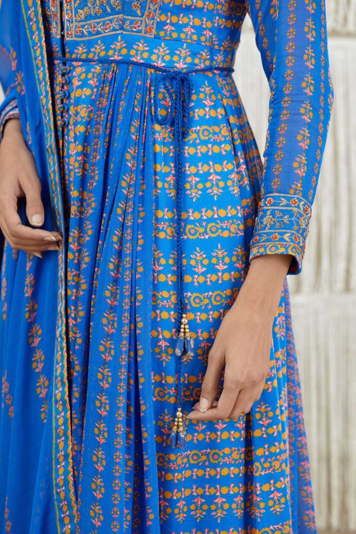 Blue zardozi embroidered anarkali set