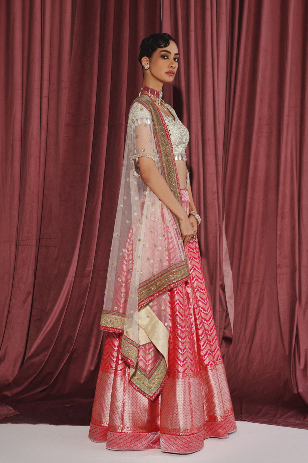 Banarasi Brocade Pink Lehenga Set