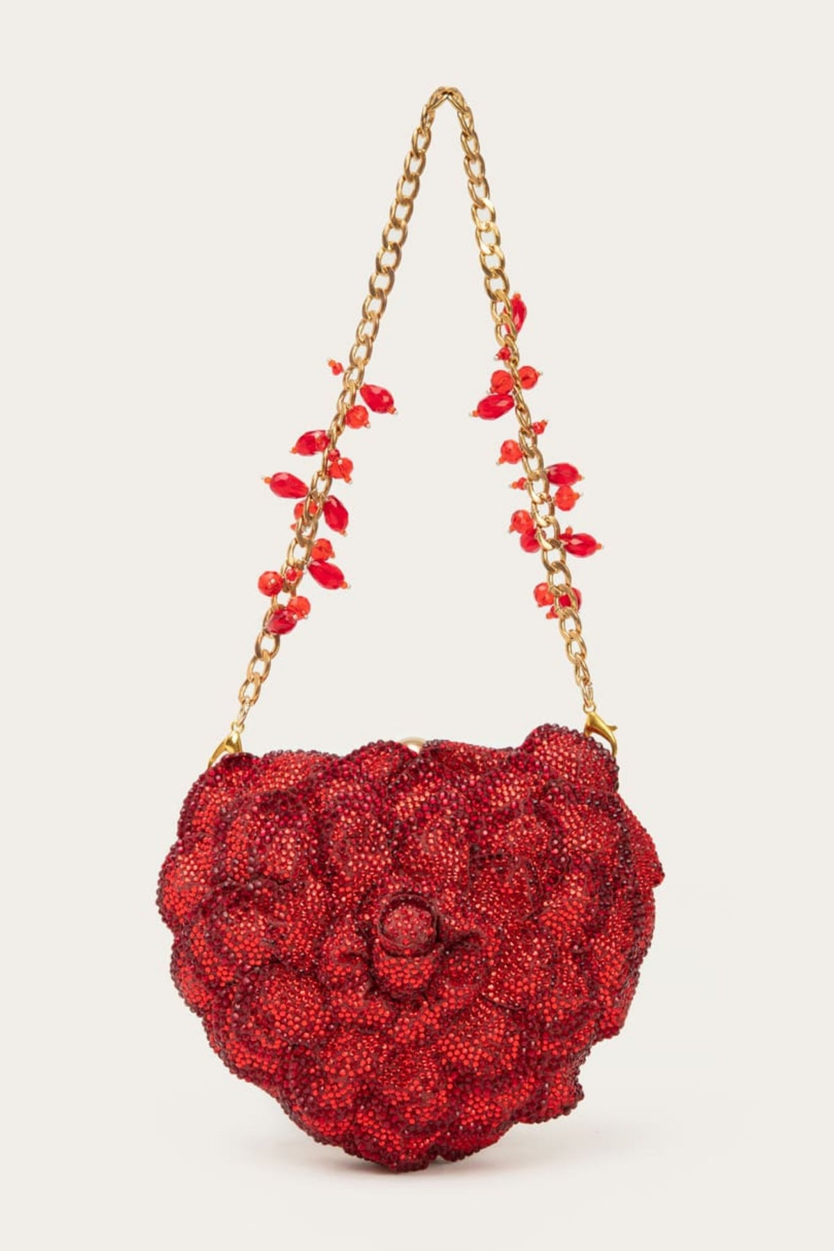 Isa Crystal Heart Clutch- Red