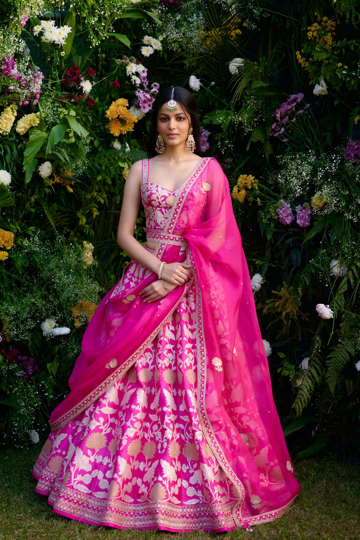 Embroidered Fuschia Pink Lehenga Set