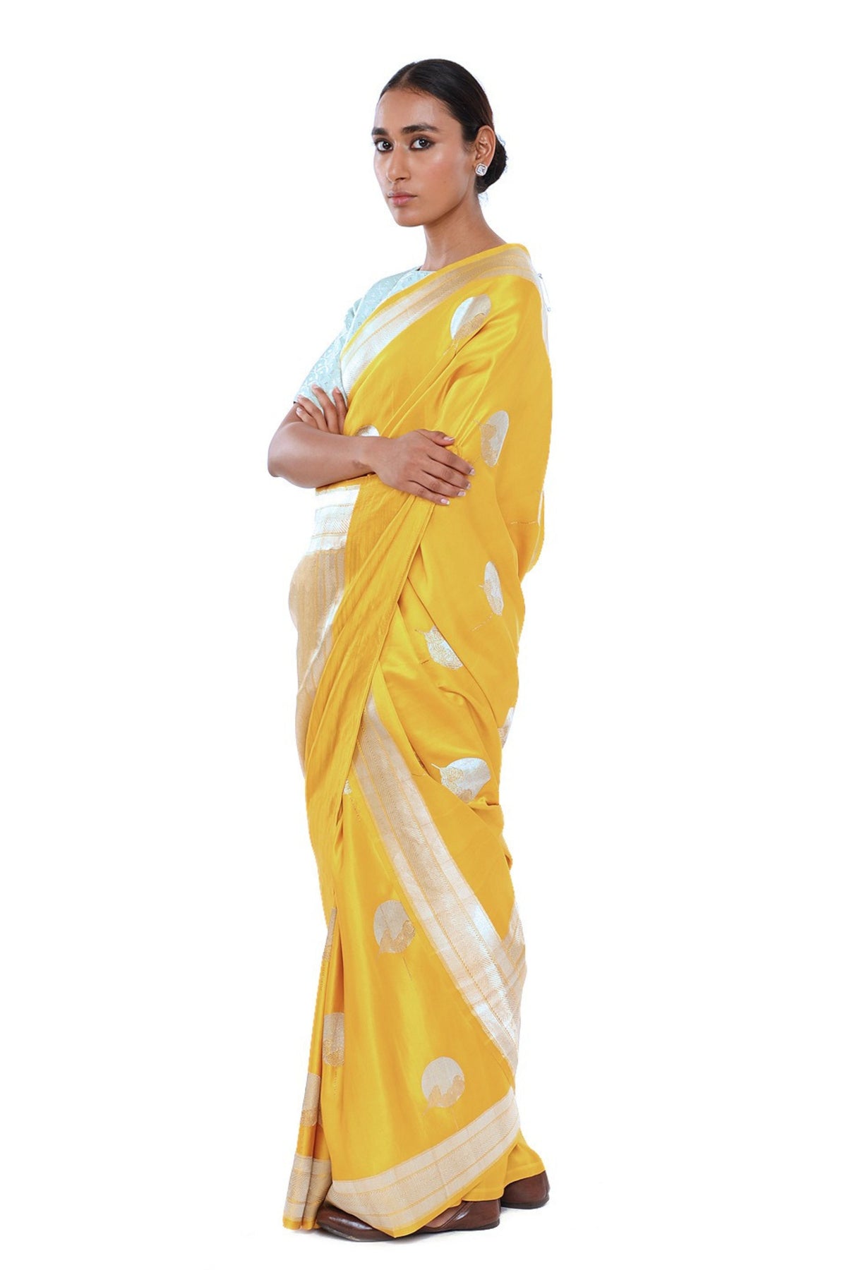 Agila Mustard Saree