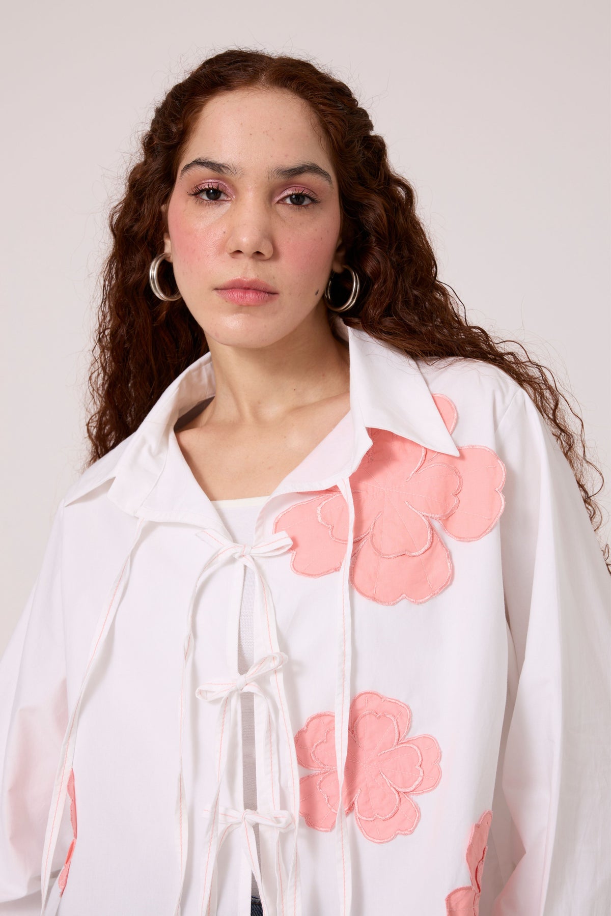 Ariel Applique Peony Pink Shirt