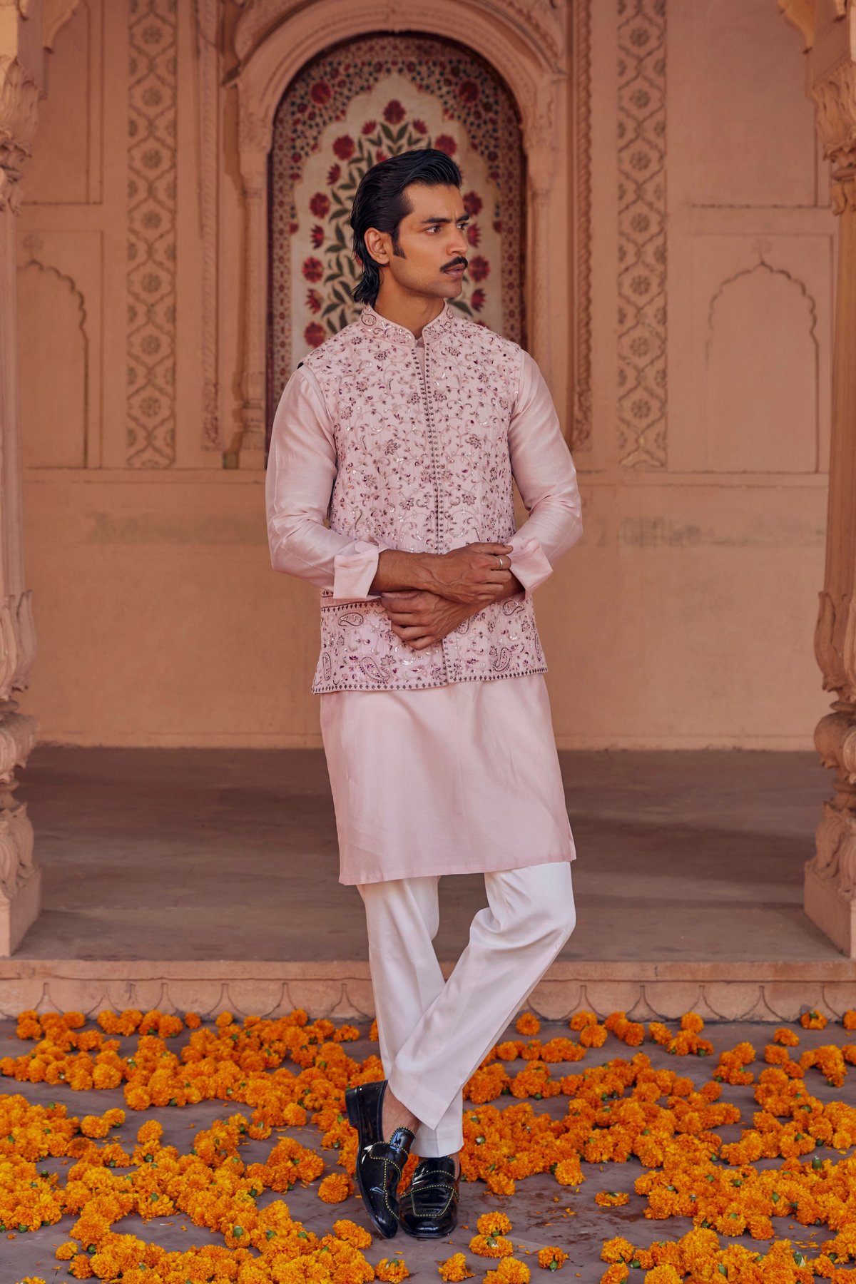 Mir Rose Pink Nehru Jacket