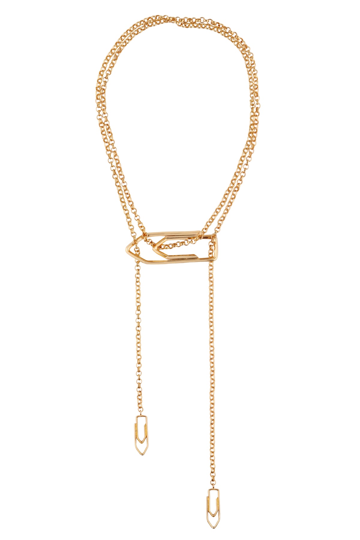 Golden Paper Clip Lasso Necklace