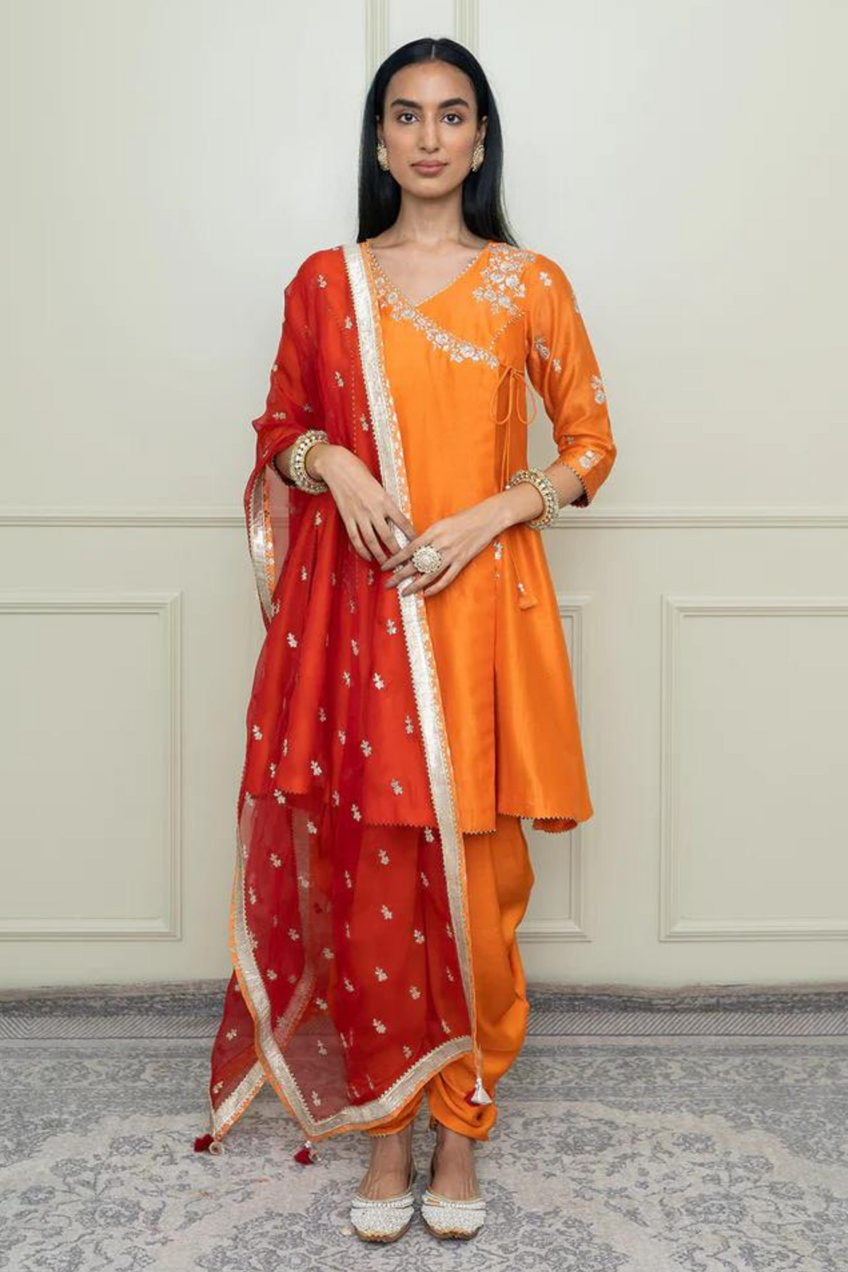 Pumpkin orange- shafira angrakha set