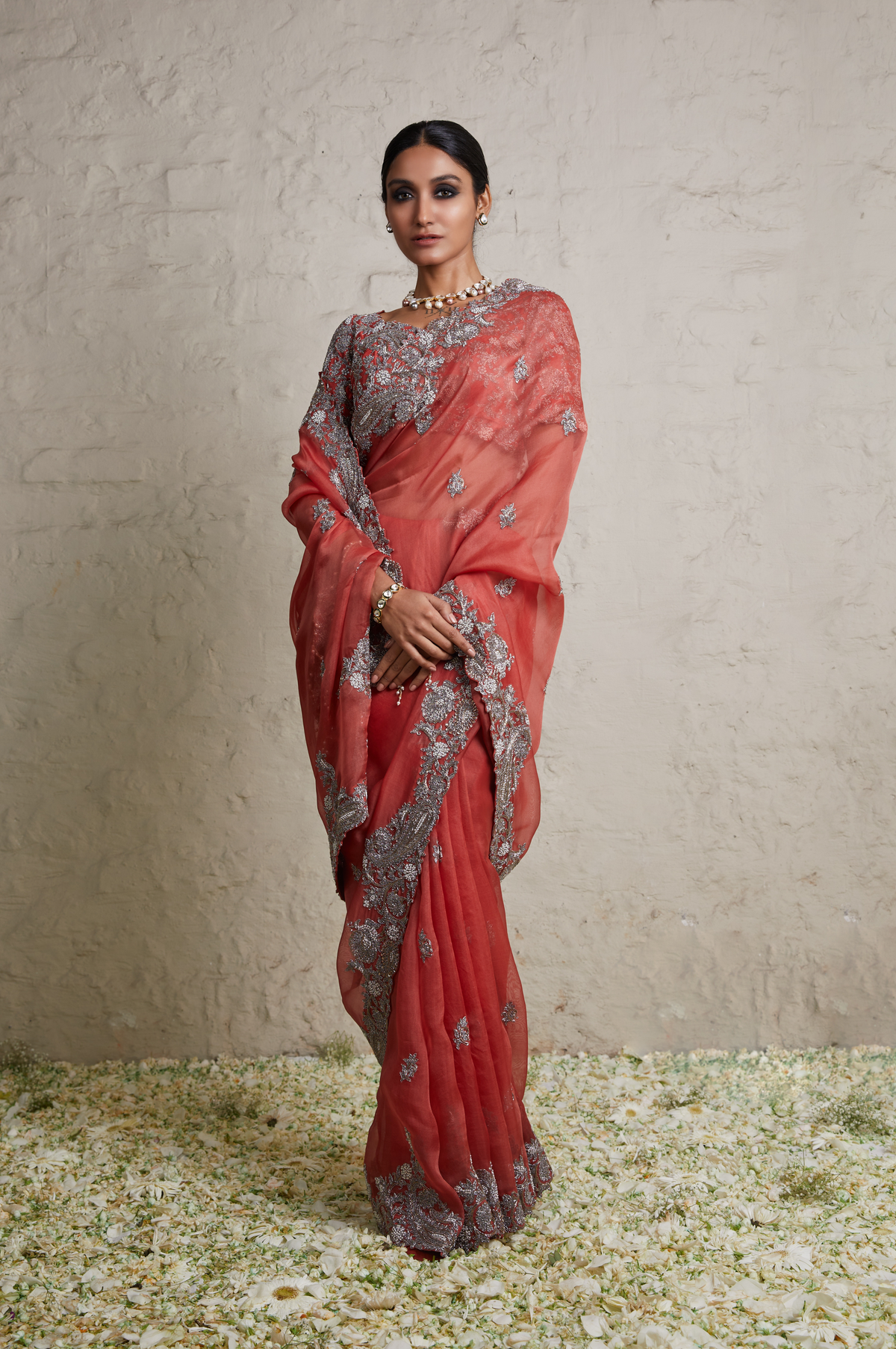 Silk Blouse With Organza Saree