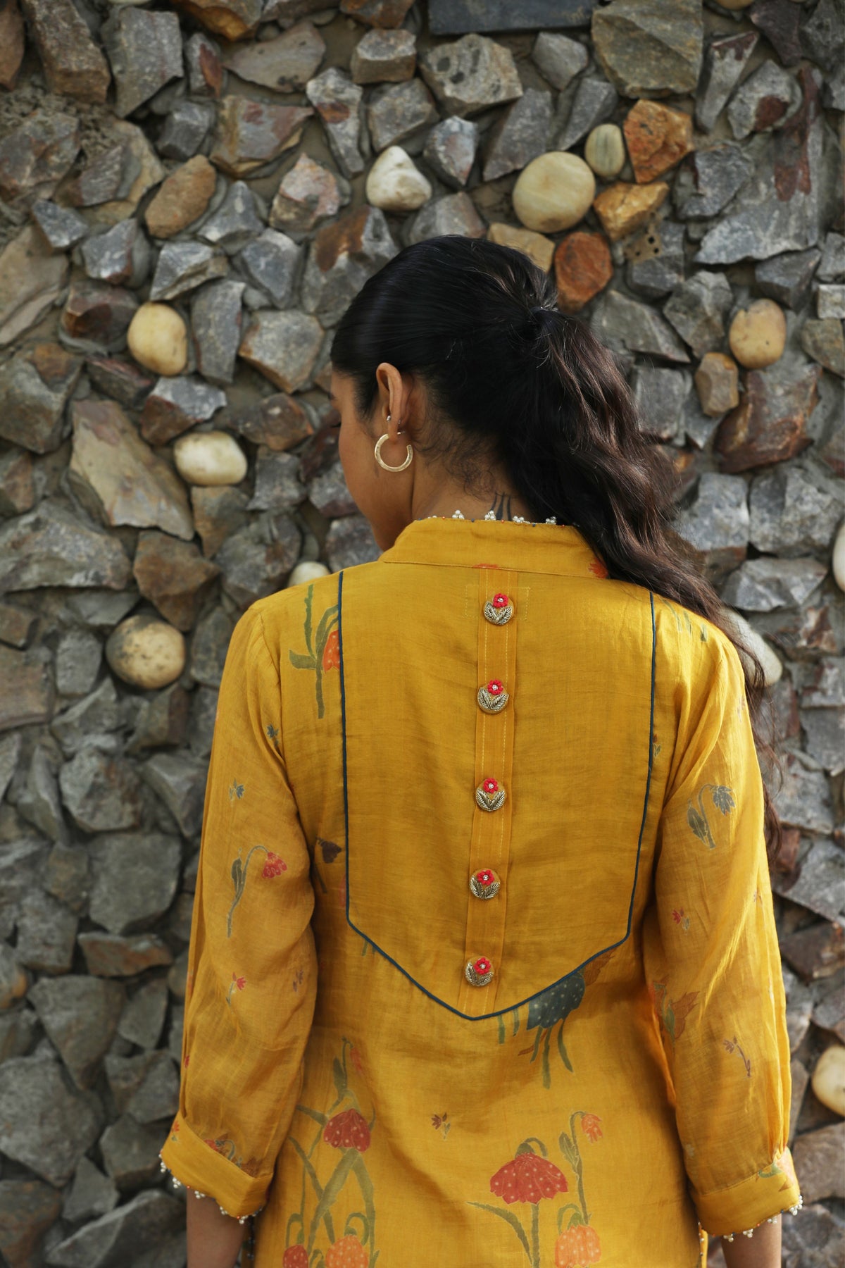 Mustard Yellow High Collar Tunic