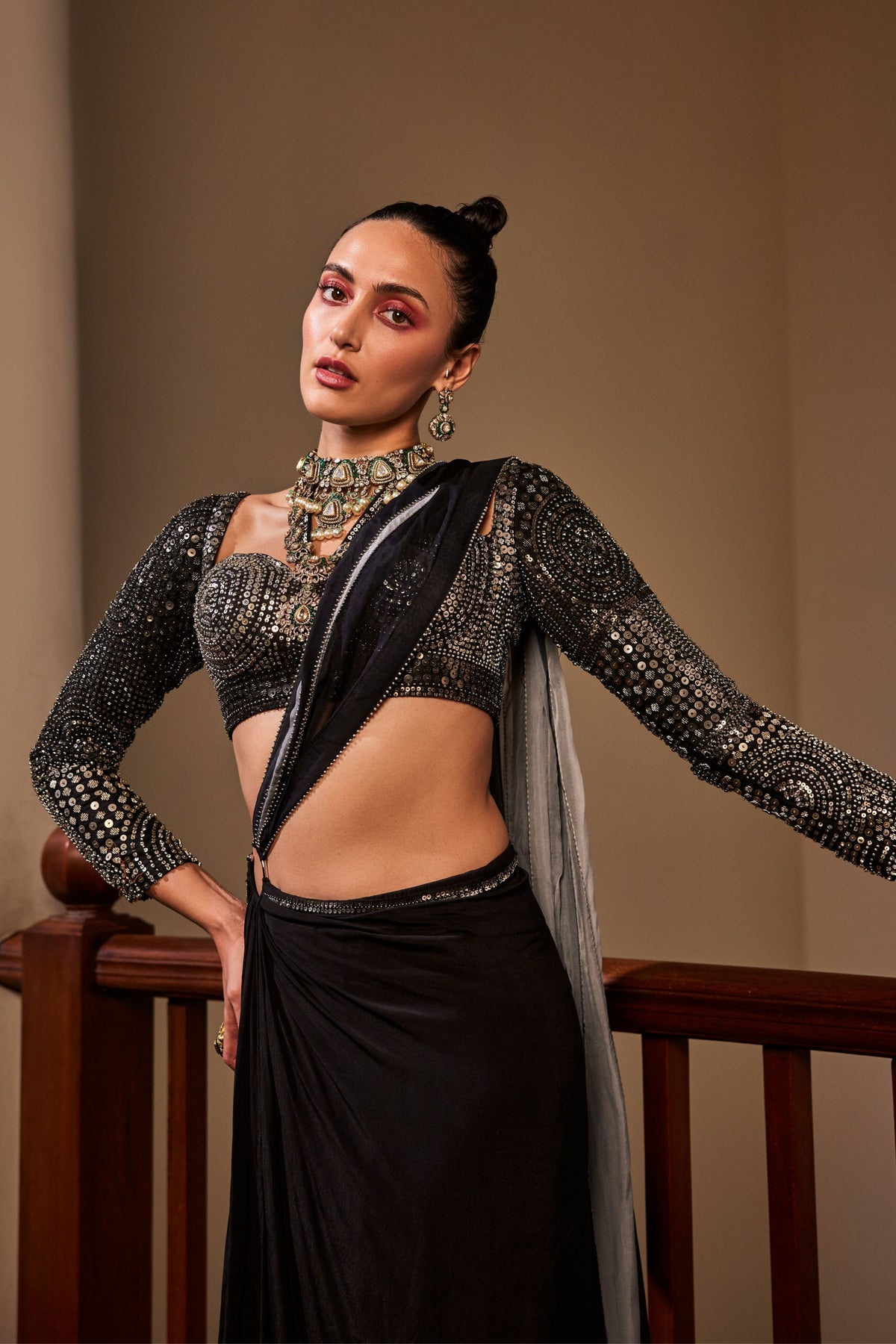 Black Drape Saree