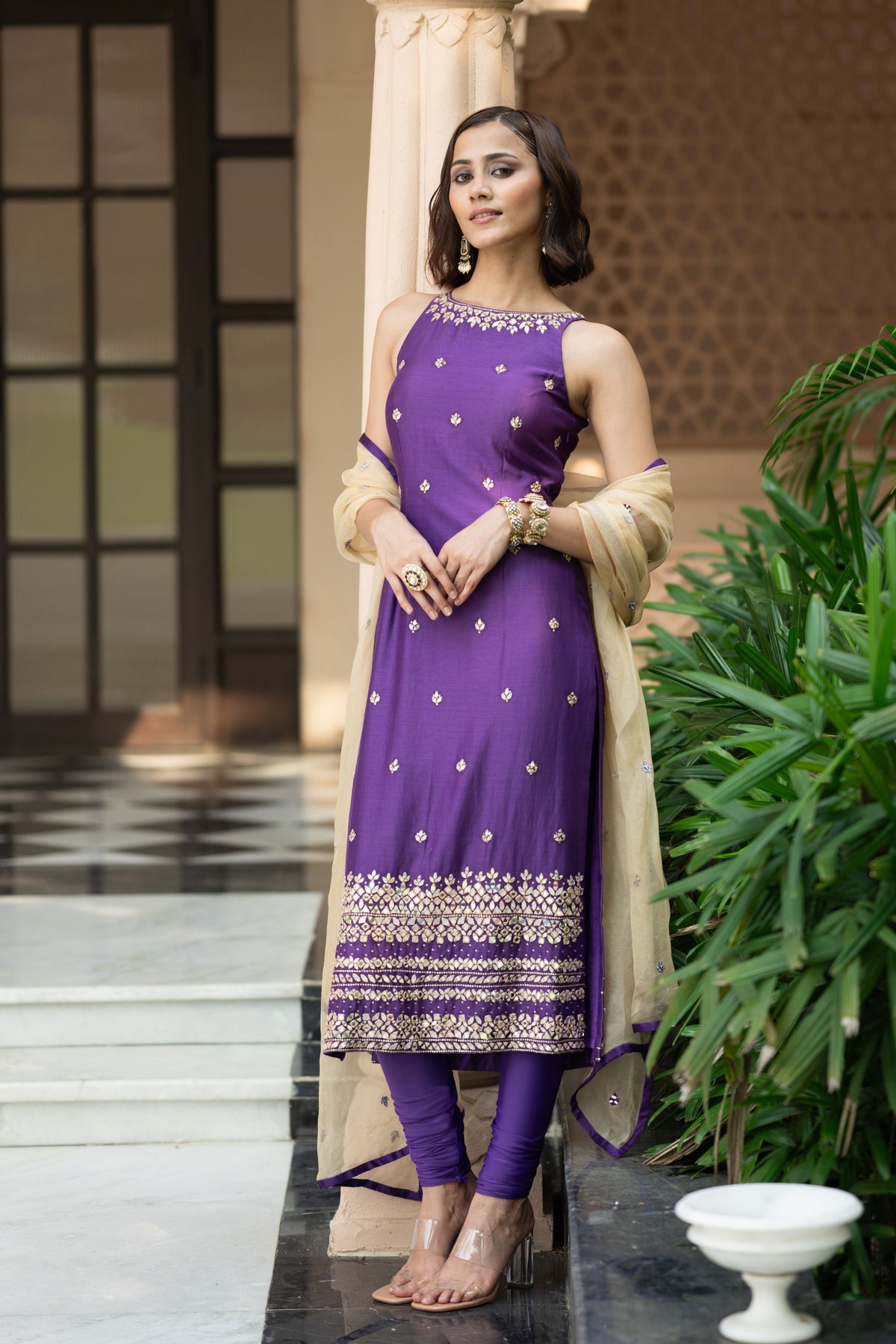 Purple Chudidar Set