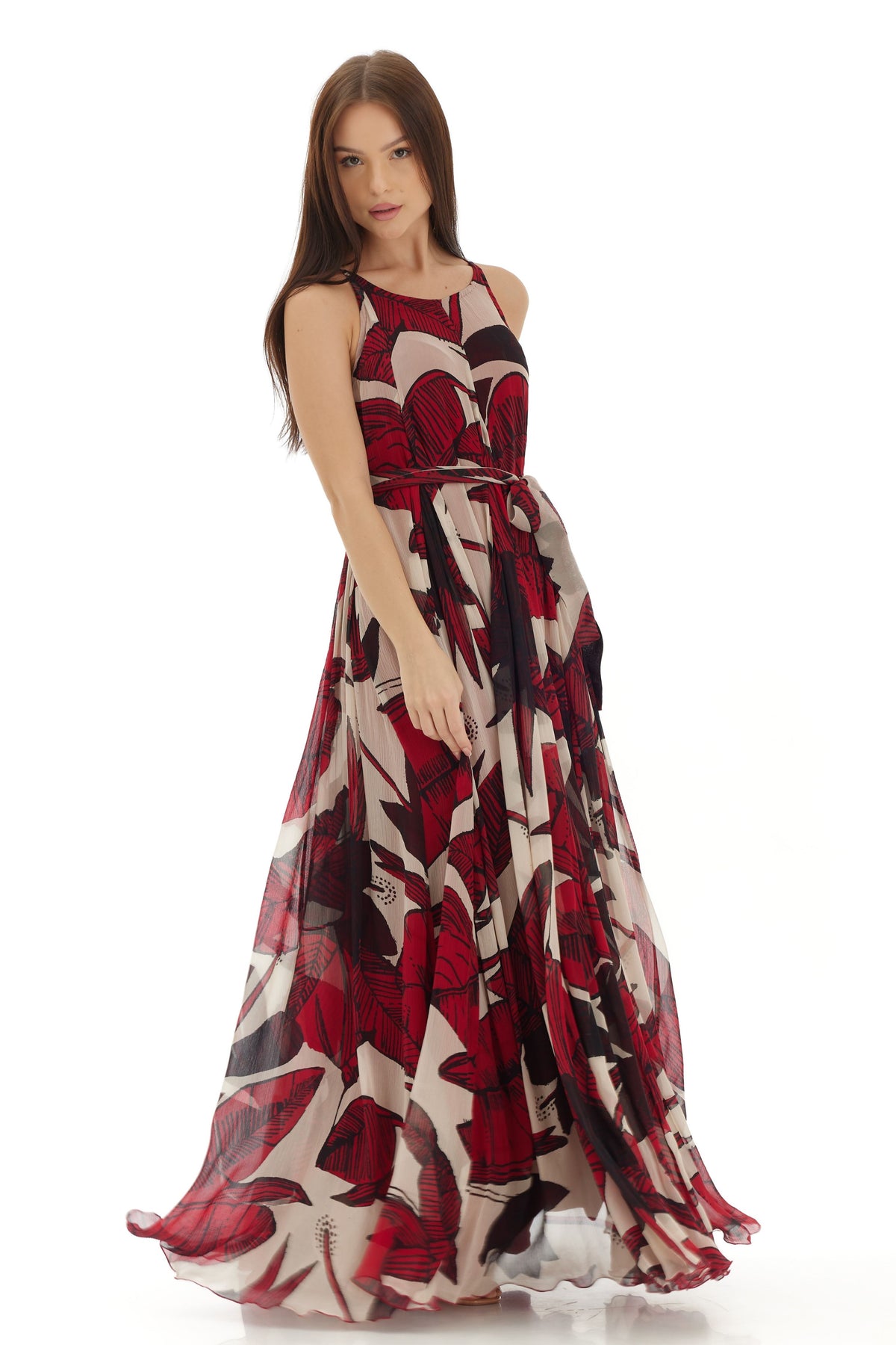 Offwhite and Red Long Dress