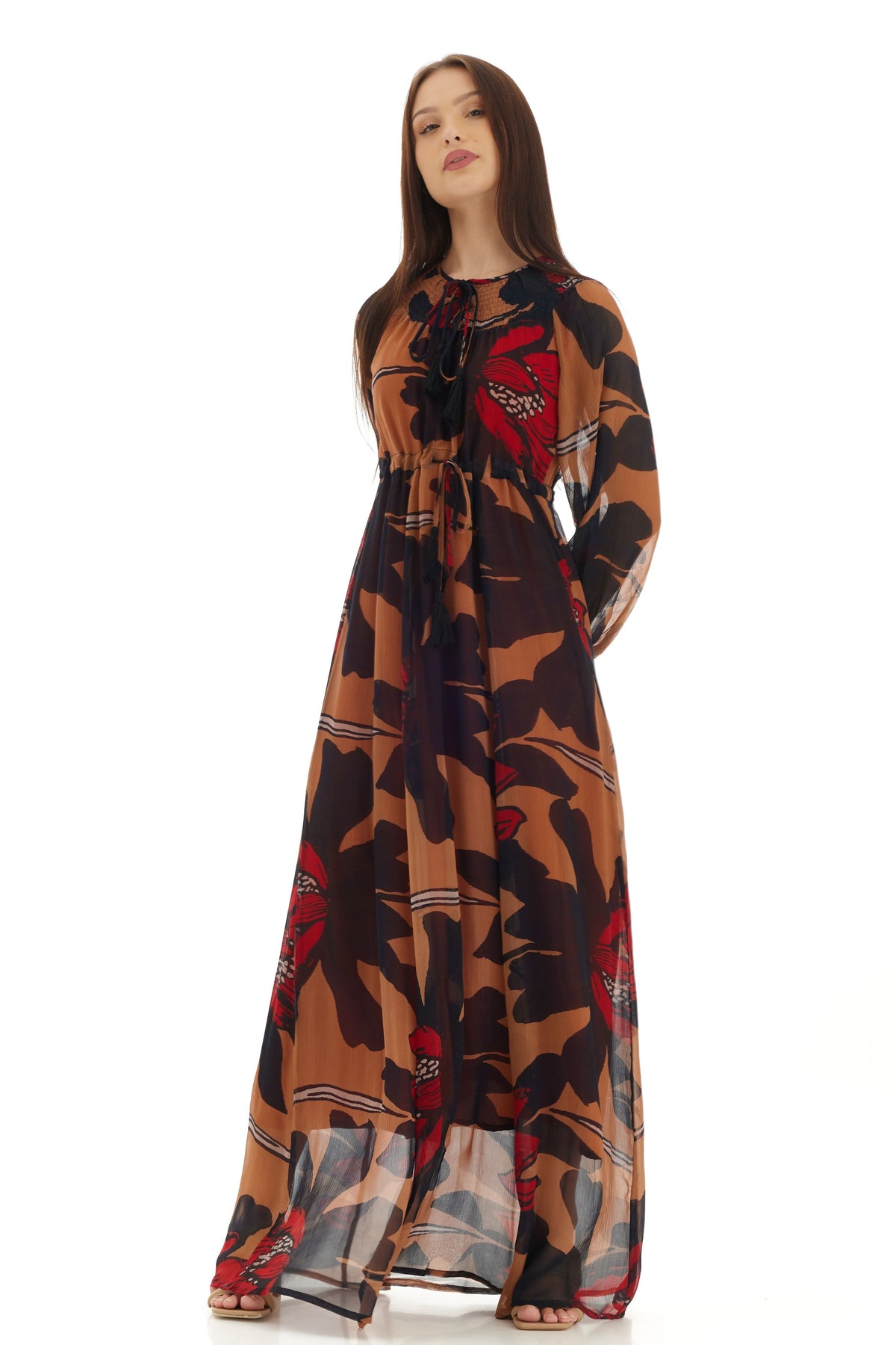 Orange and Brown Kaftan Dress