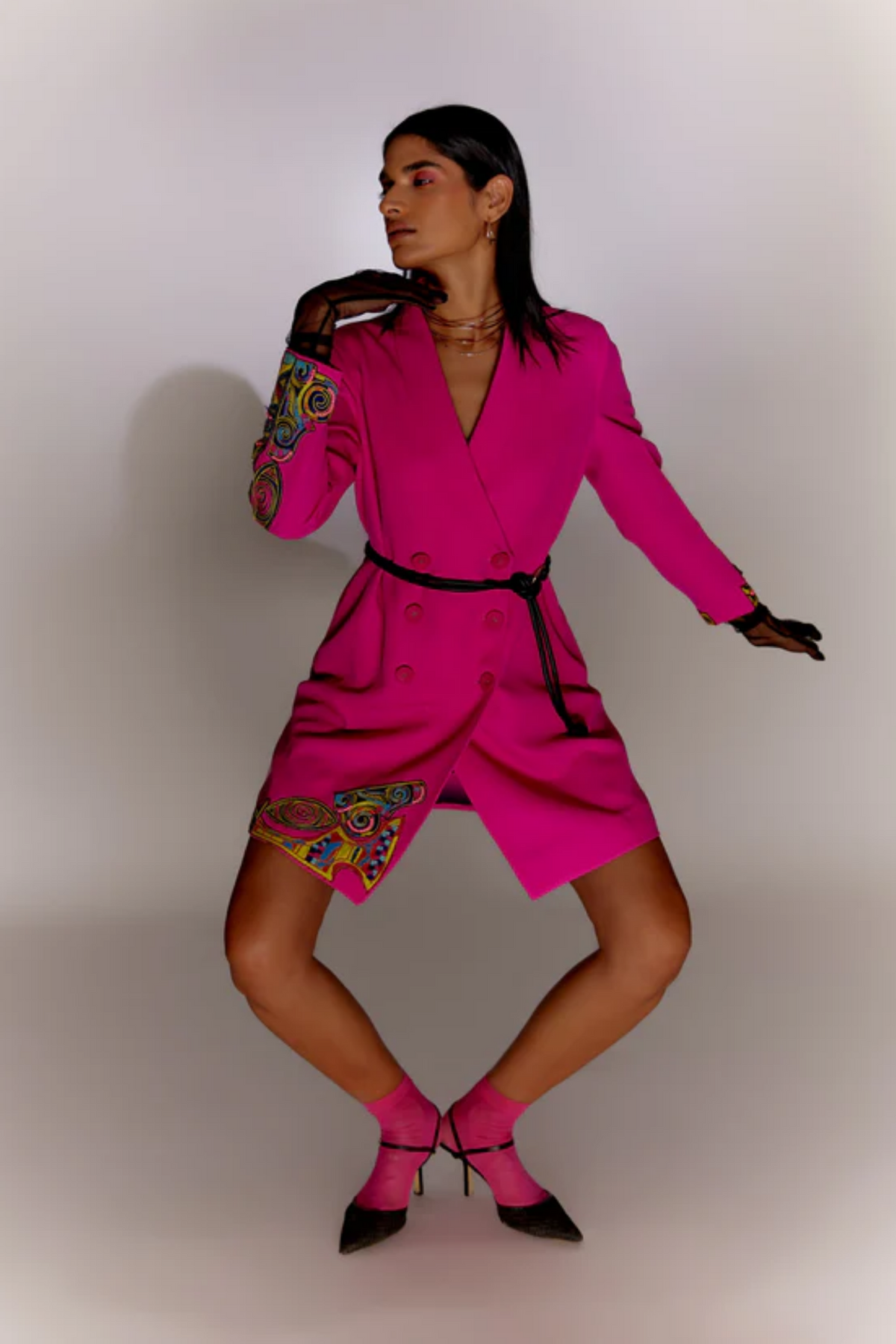 Pink Trippy Eyes Jacket Dress