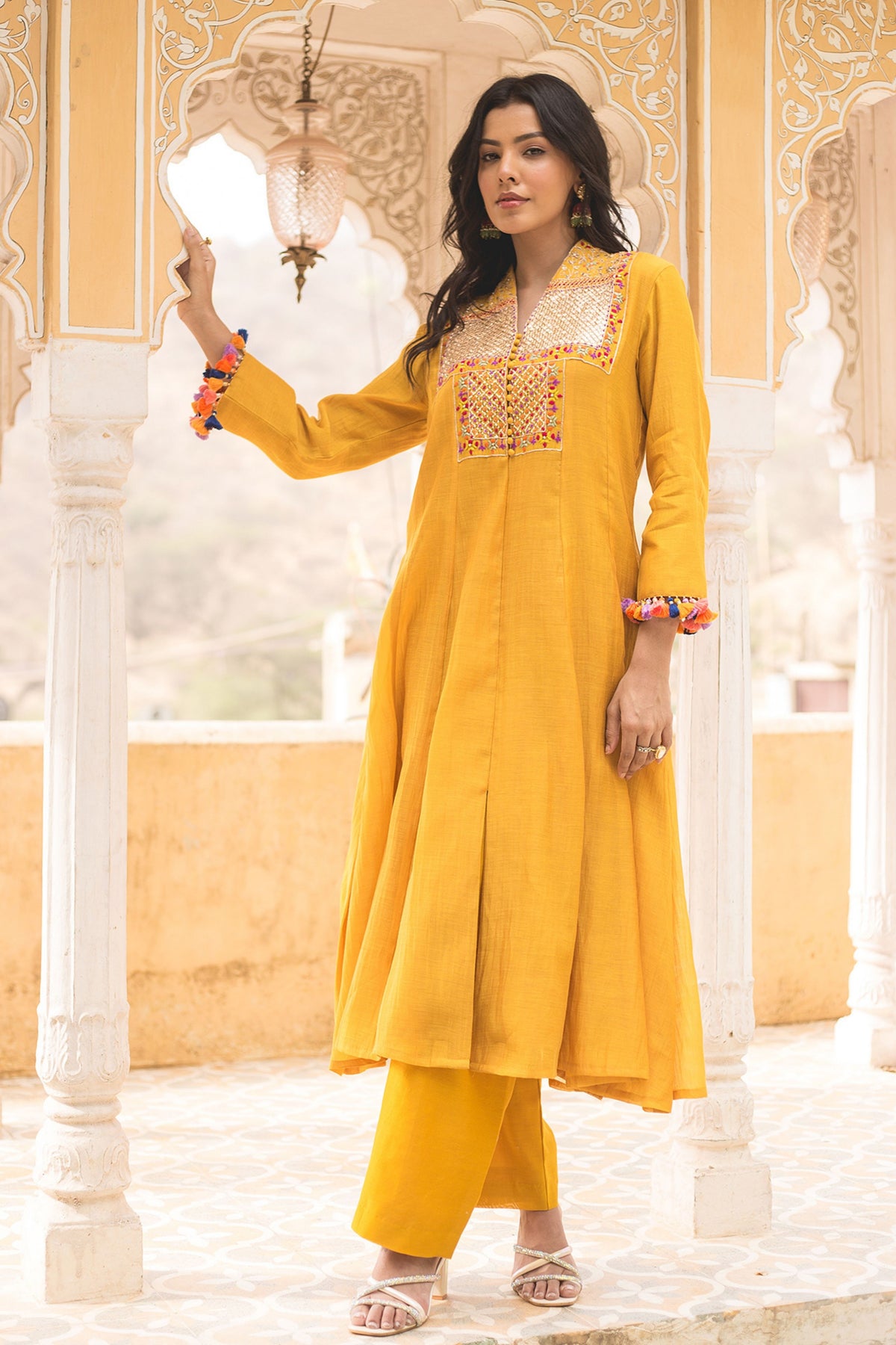 Mango Yellow Anarkali Set