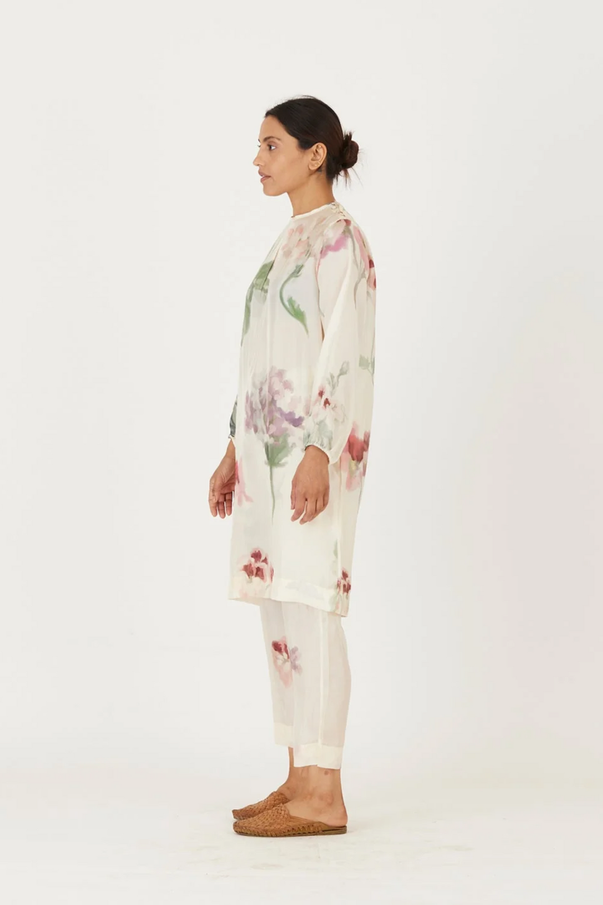 Juliet White Silk Tunic Set