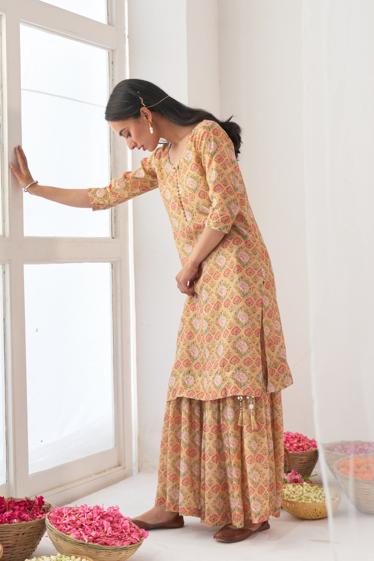 Yellow Peony Kurta Sharara