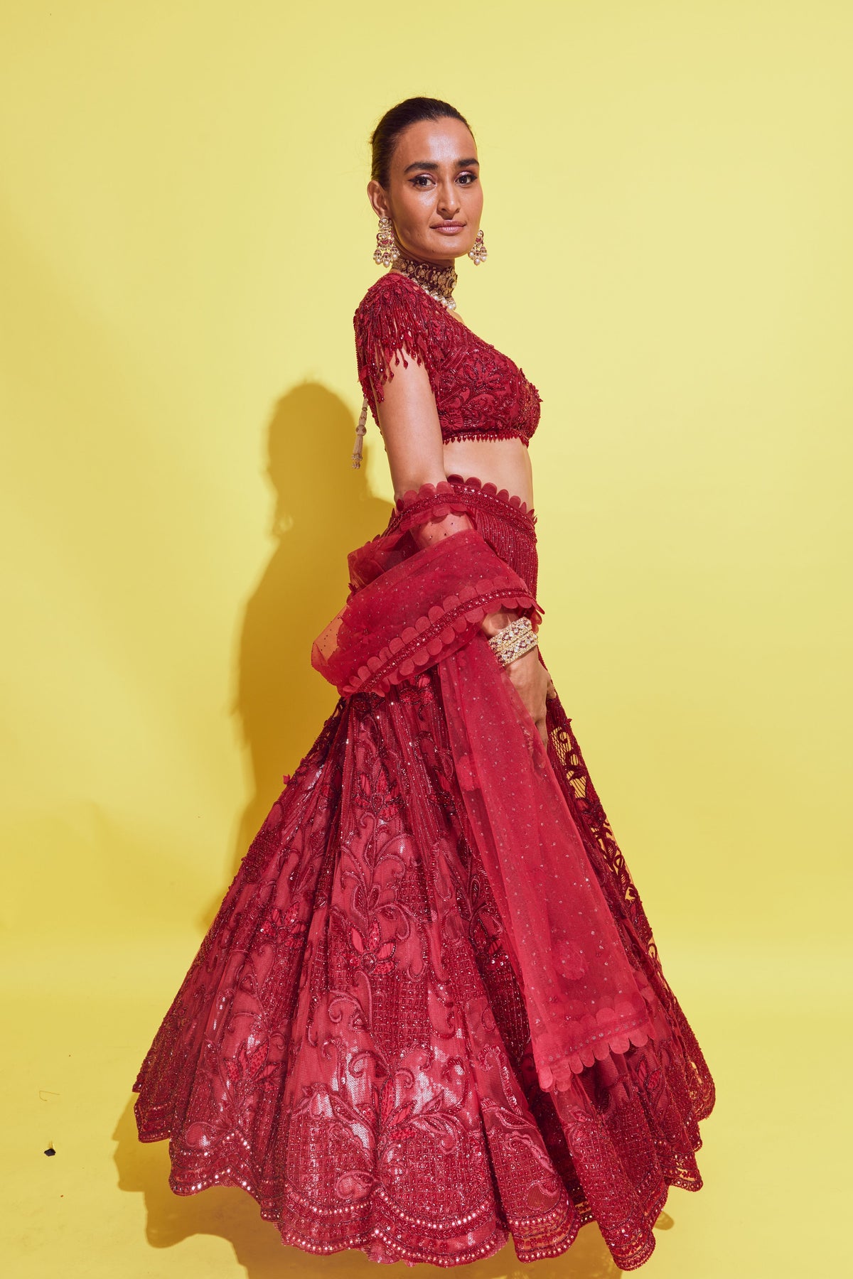 Ruby Red Lehenga Set