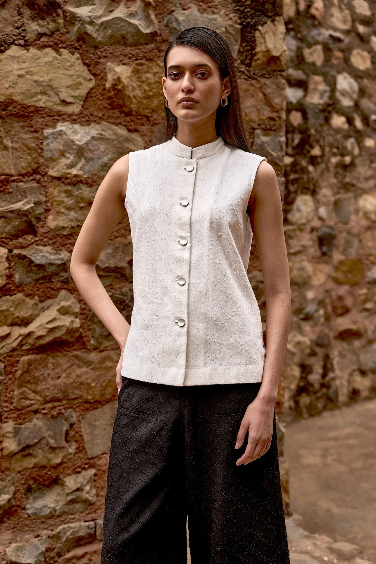 White Sleeveless Waistcoat