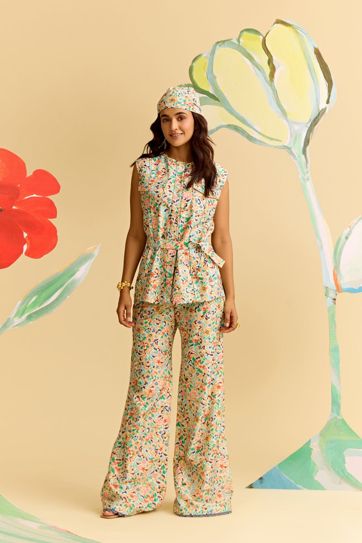 Multicolored Chanderi Co-ord Set