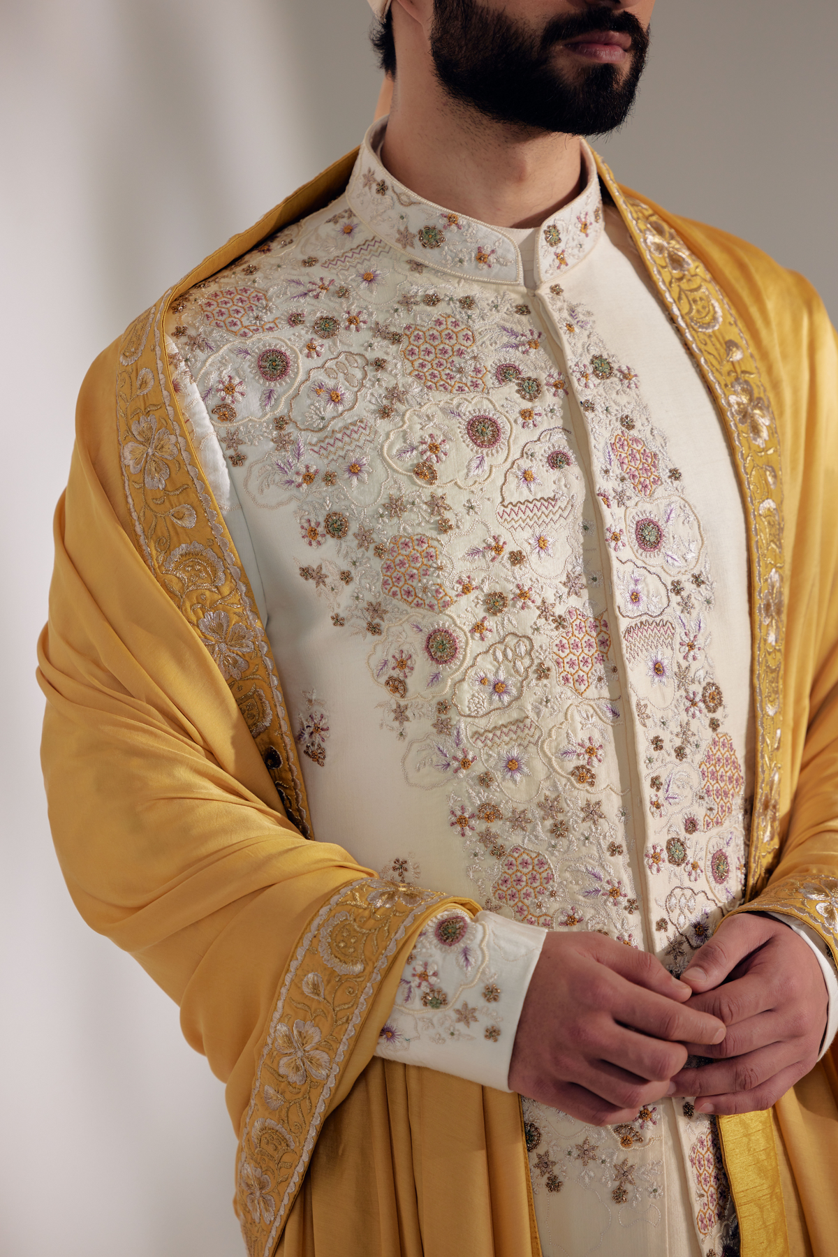 Ivory Ochre Sherwani