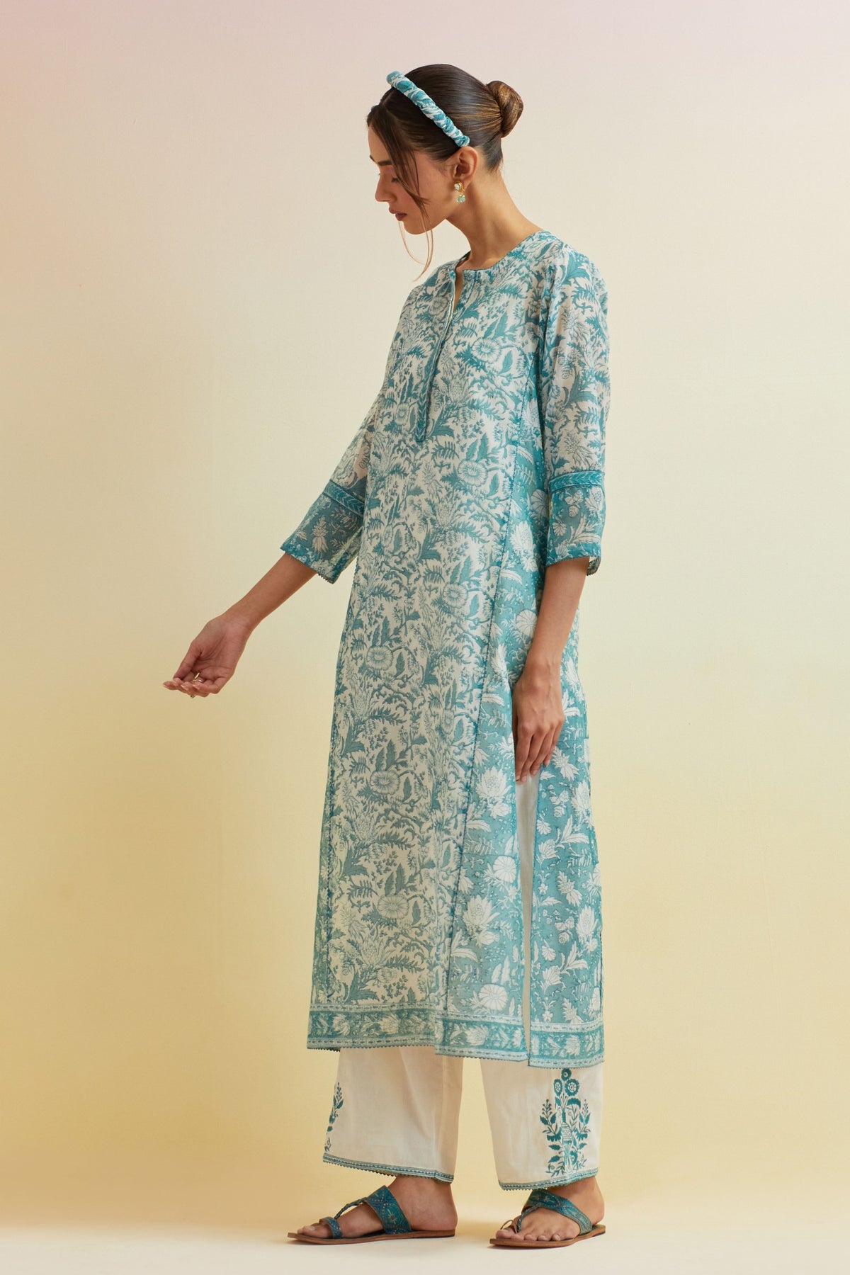 Tropical Teal Kurta Set