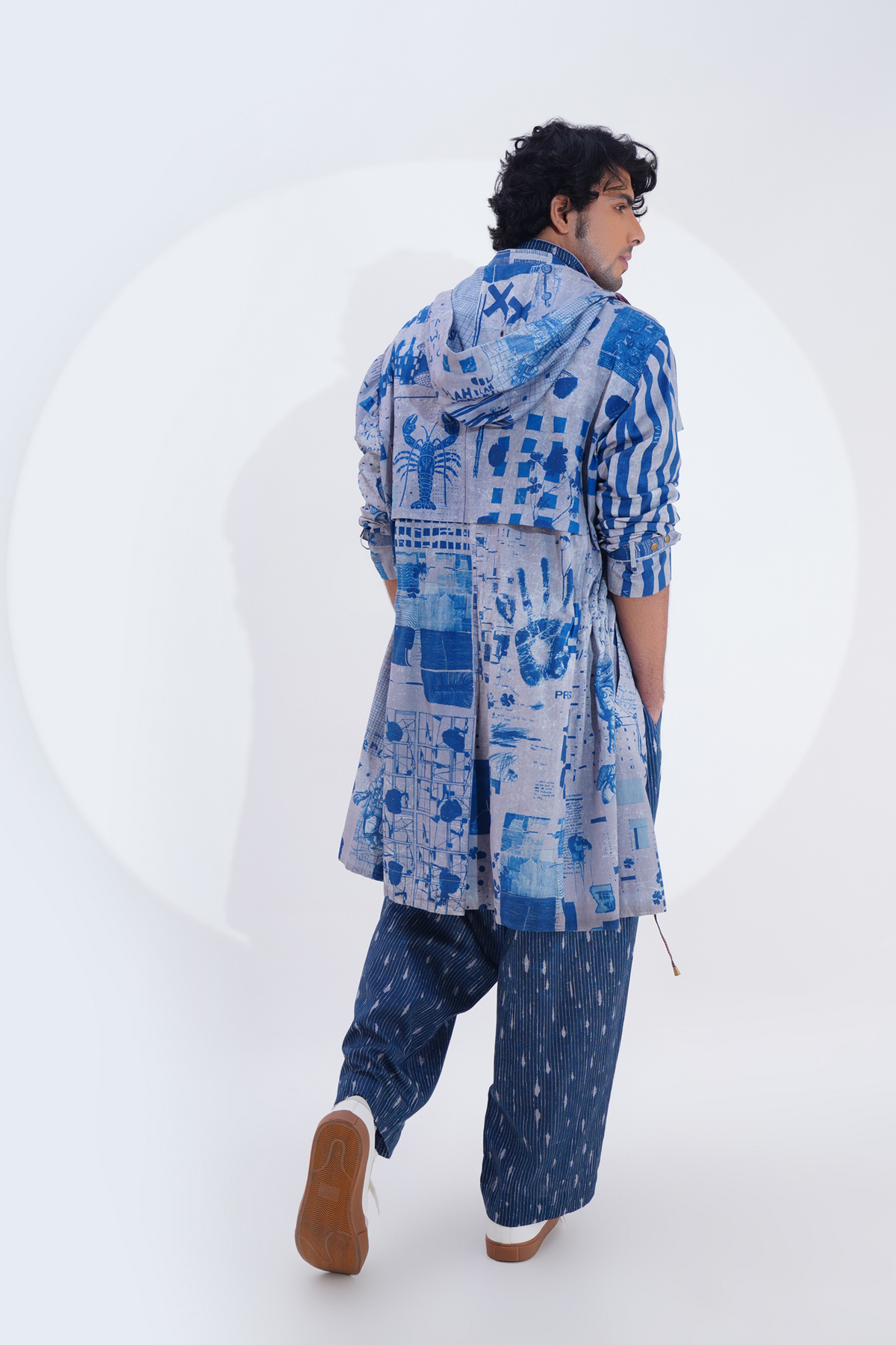 Blue Printed Trench