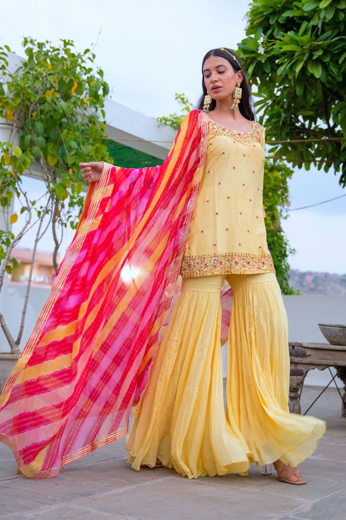 Yellow Silk Sharara Set