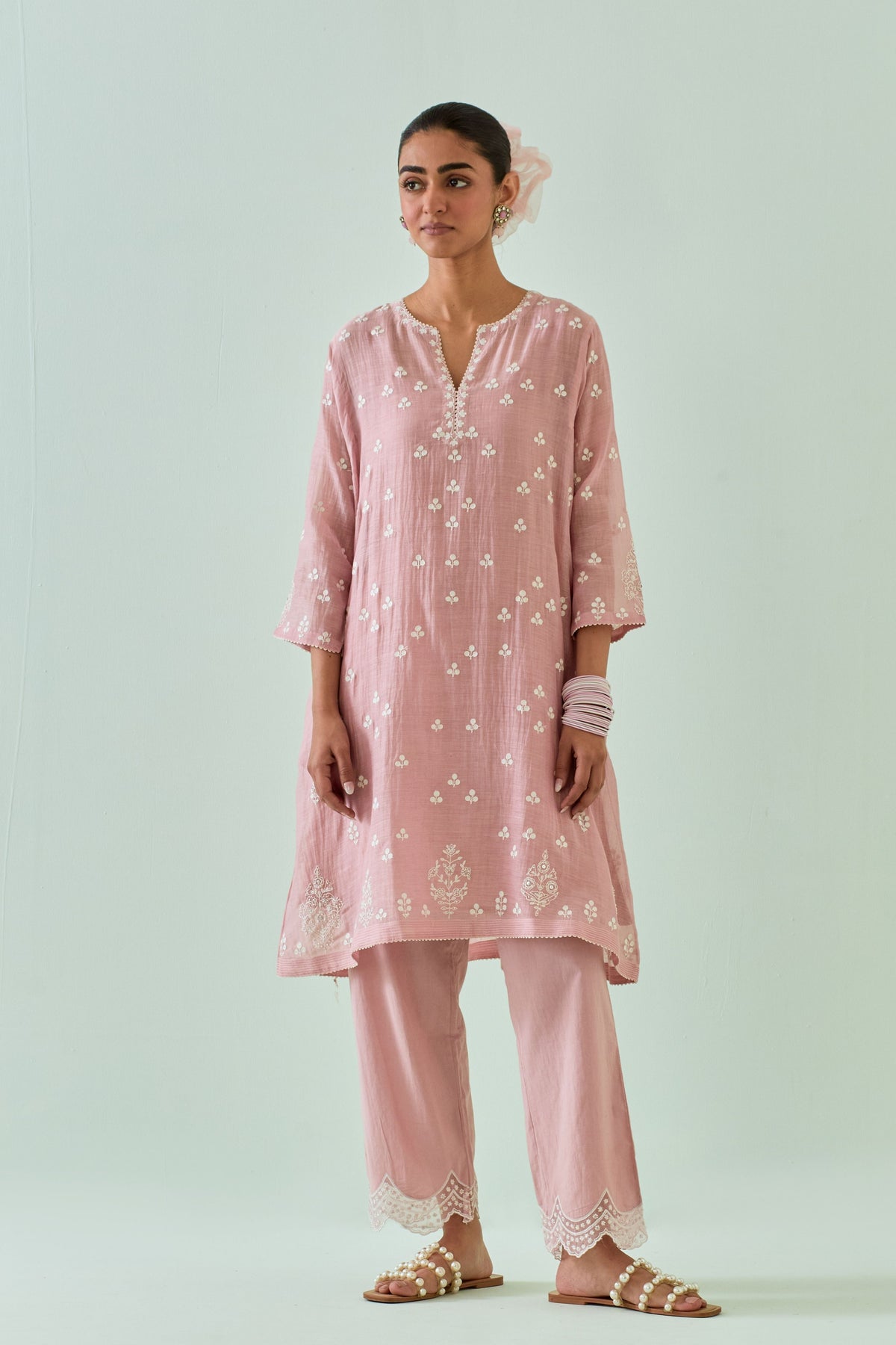 Pink Kalidar Kurta Set