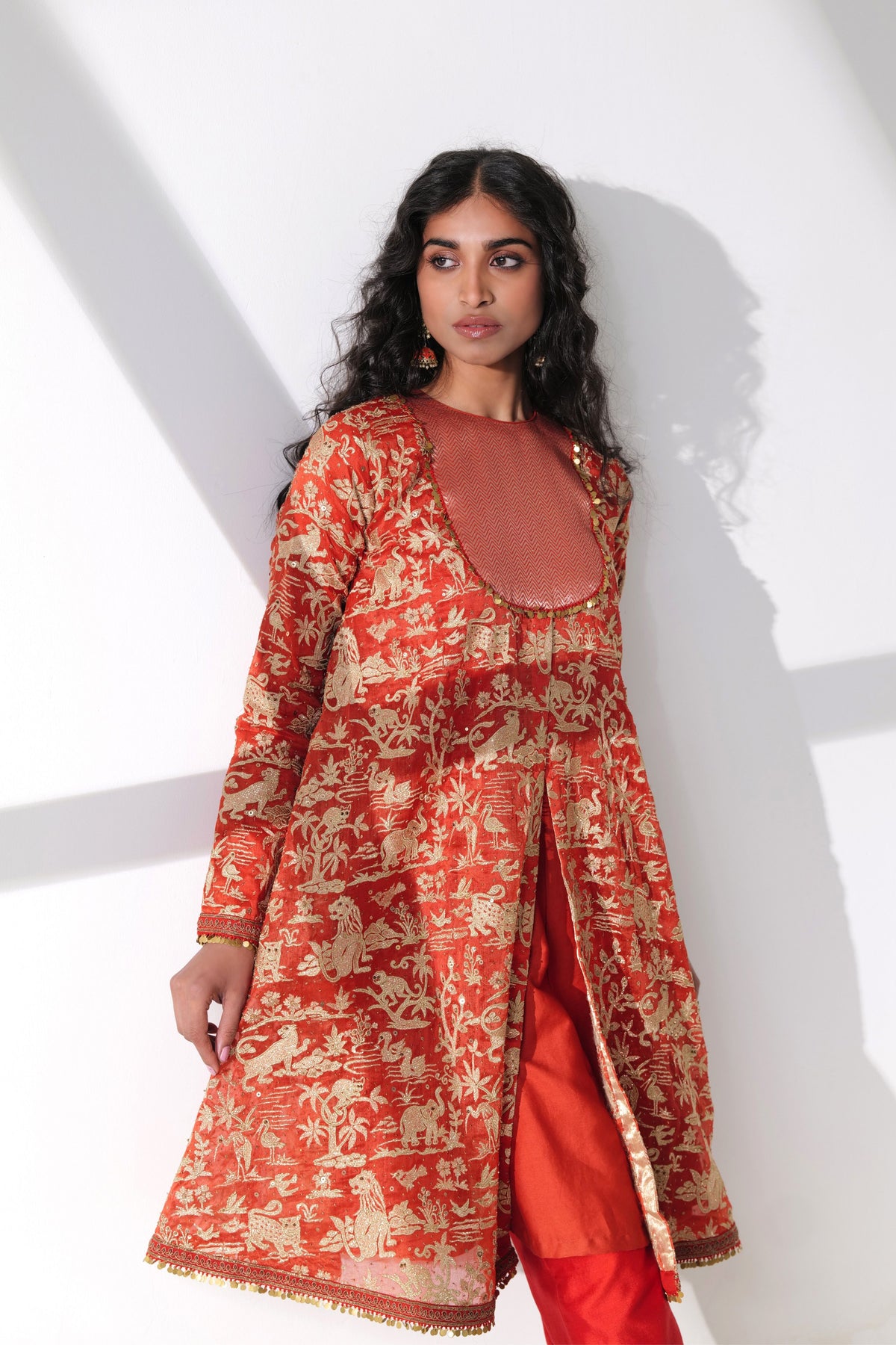 Red Embroidery Kurta