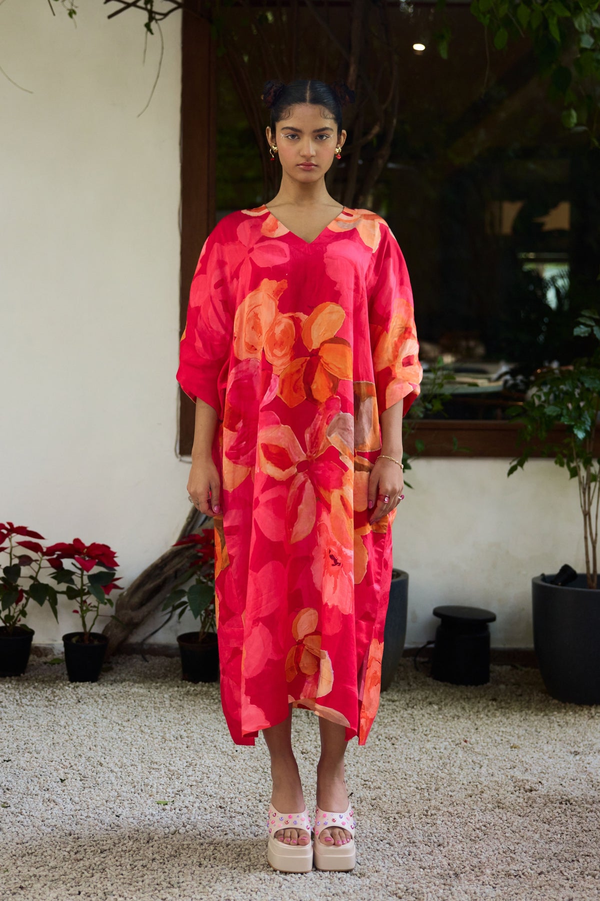 V-neck Printed Kaftan