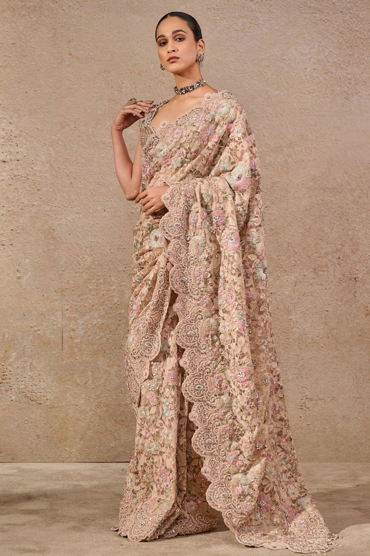 Bloom Embroidered Saree Set