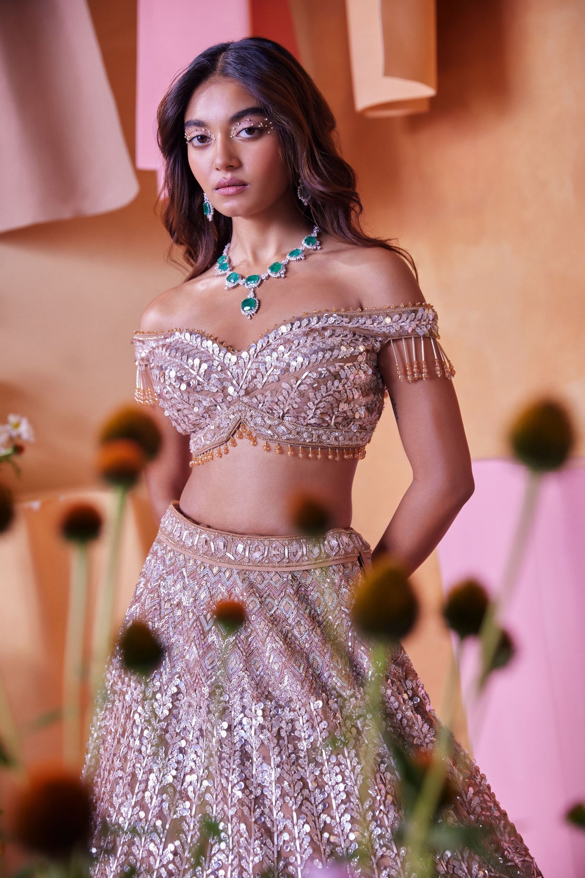 Beige Lehenga Set