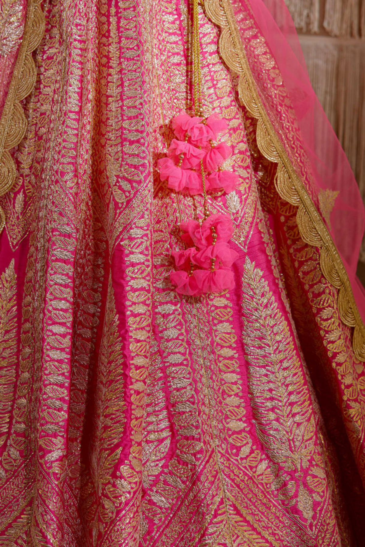 Gota embroidered lehenga in pink