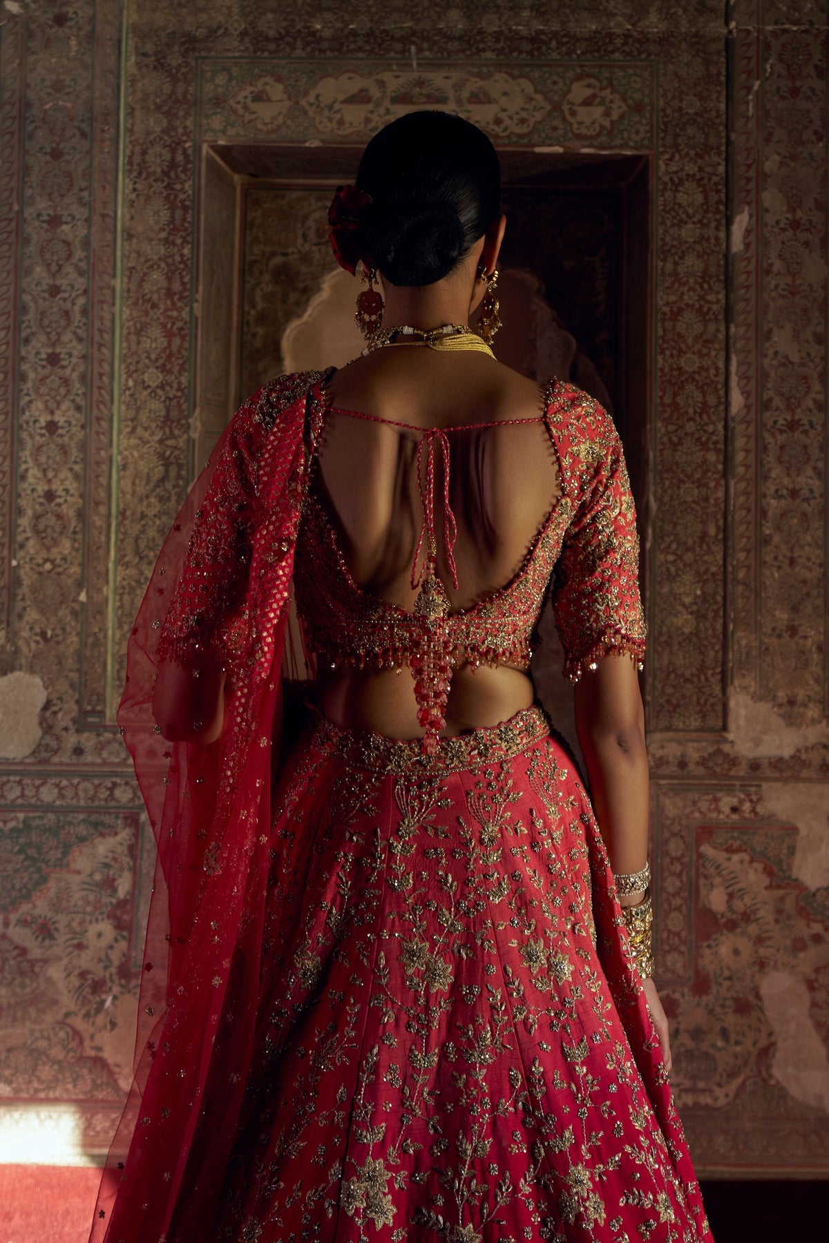 Red Ombre Lehenga Choli Set