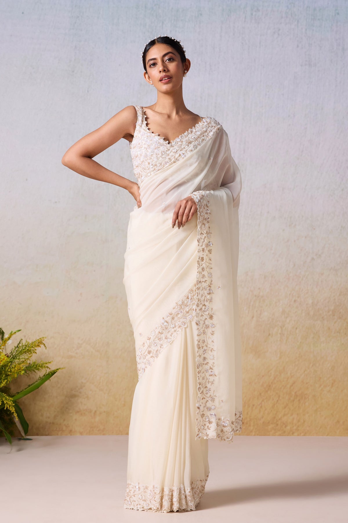 White Smoke Saree