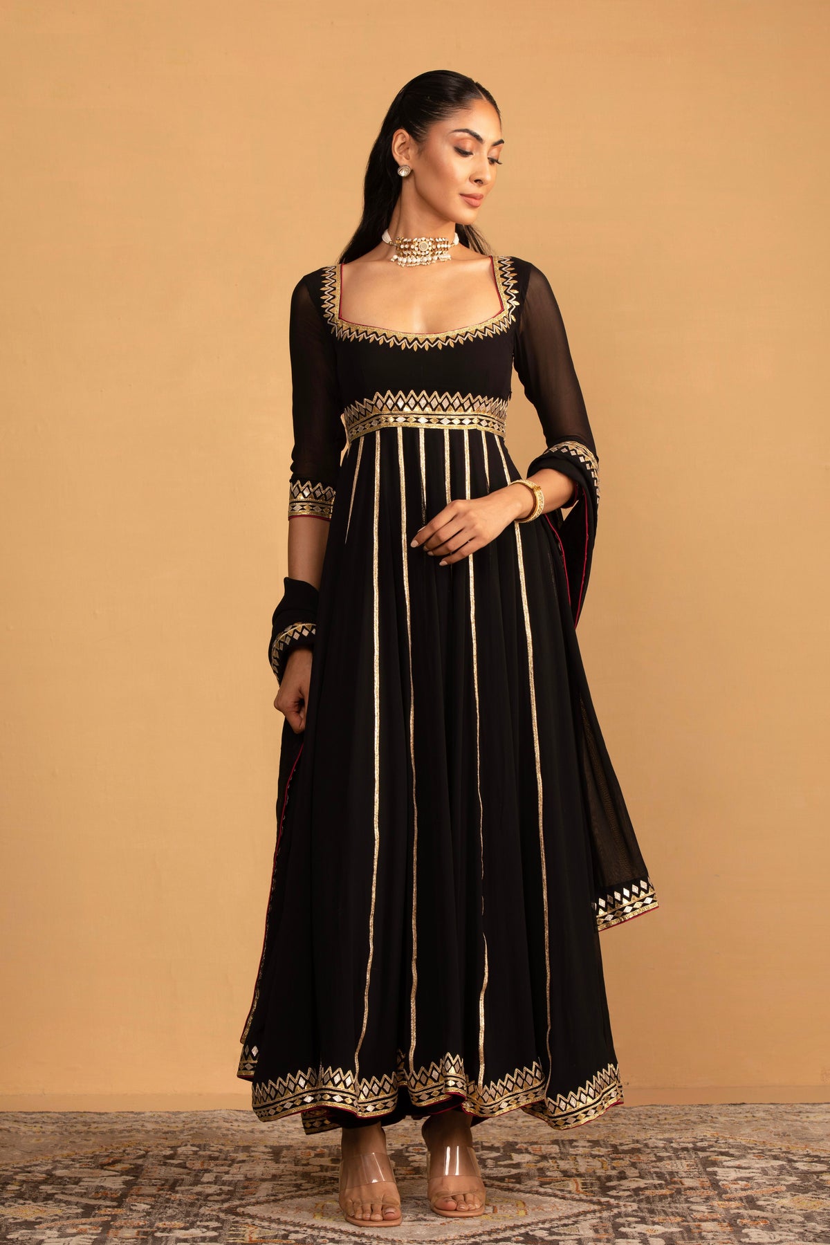 Black Anarkali Set