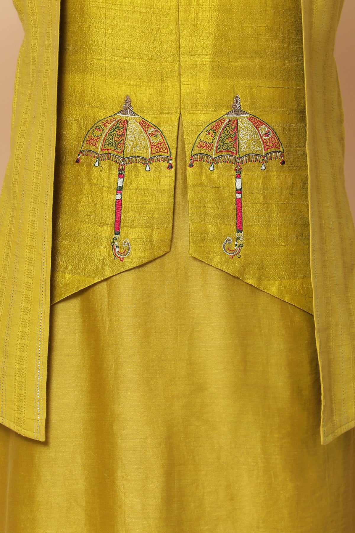 Mustard umbrella kurta with churidar