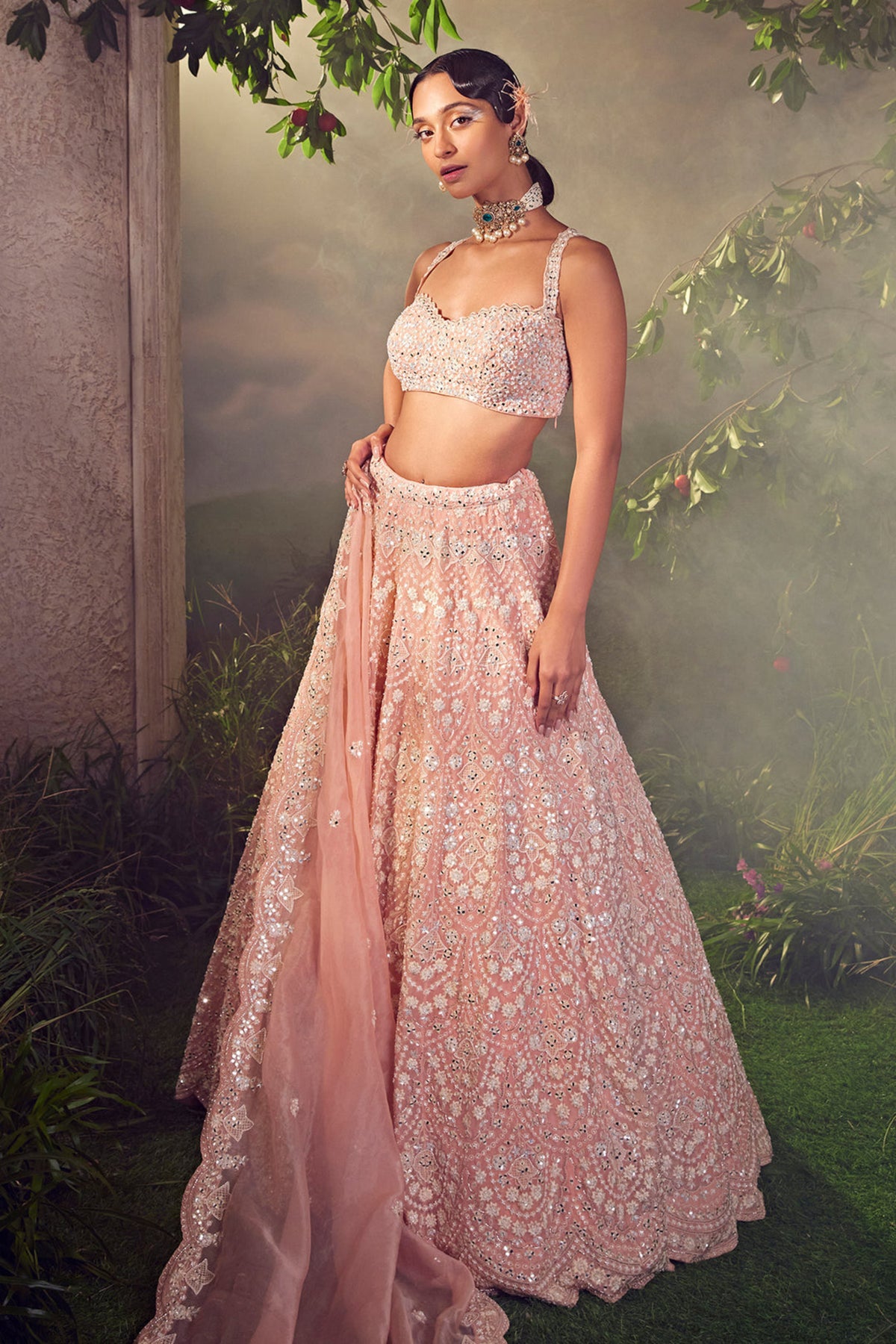 Organza Pink Lehenga Set