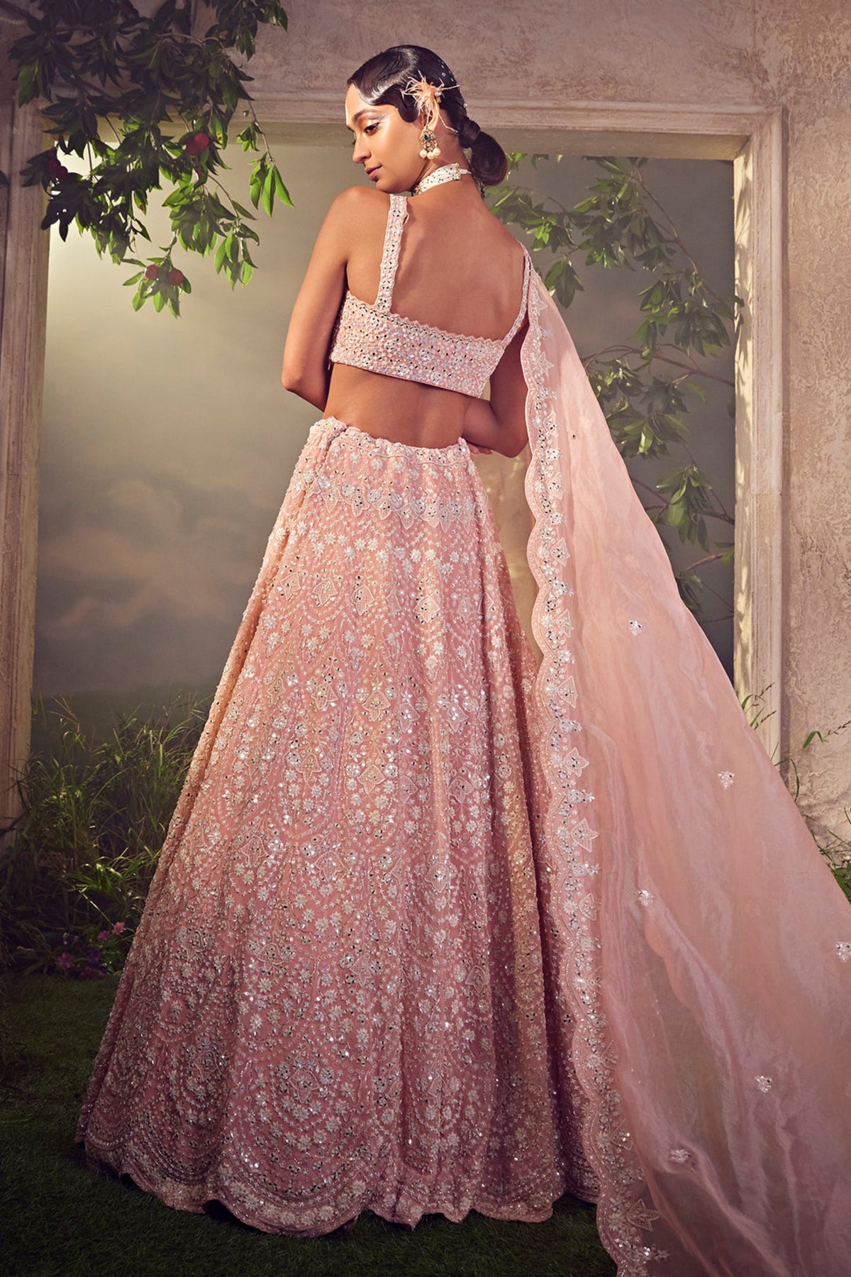 Organza Pink Lehenga Set