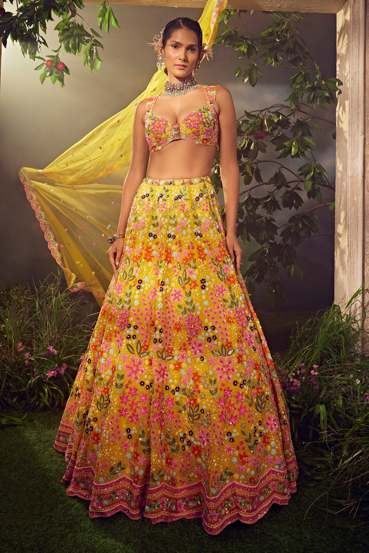 Yellow Silk Lehenga Set