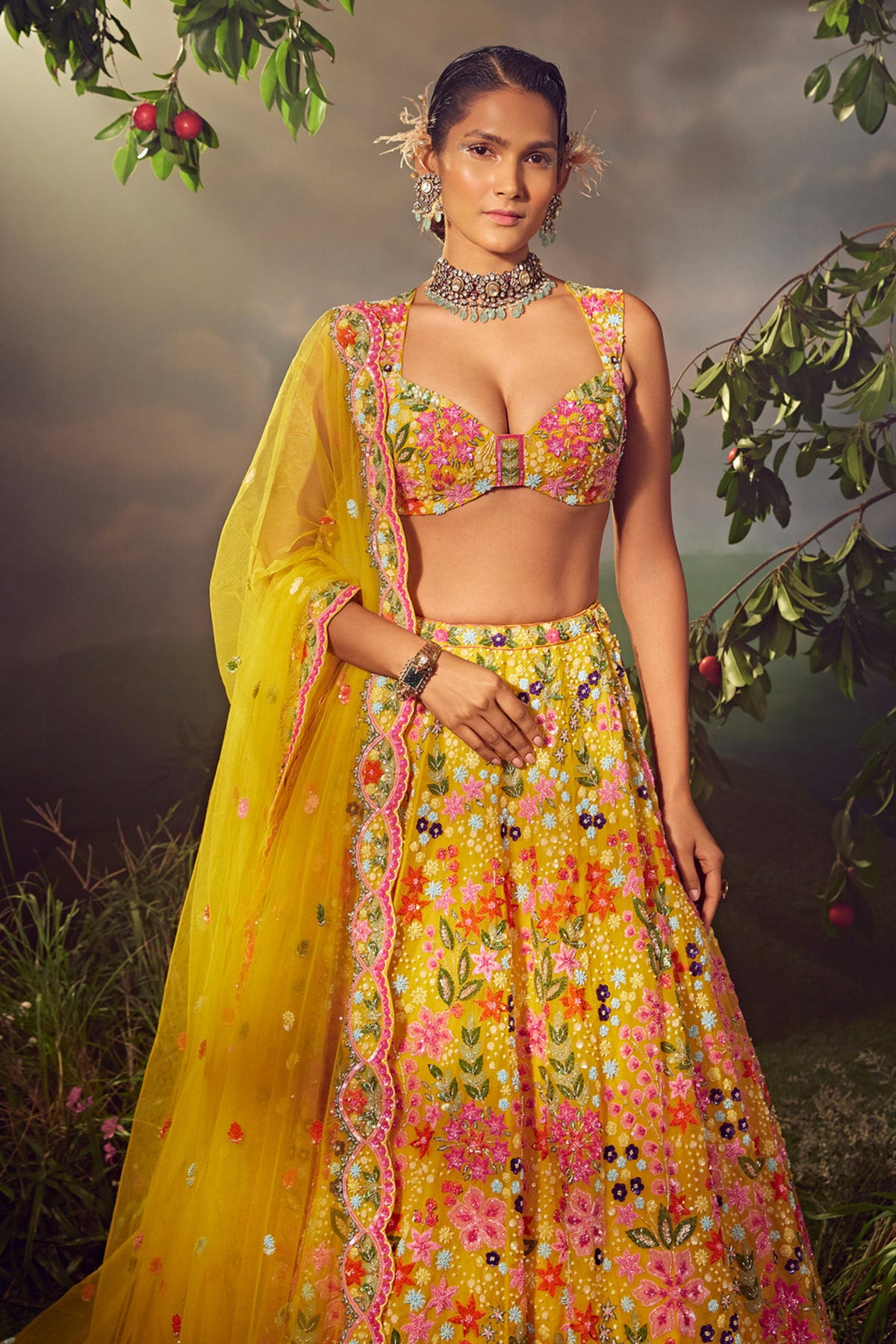 Yellow Silk Lehenga Set