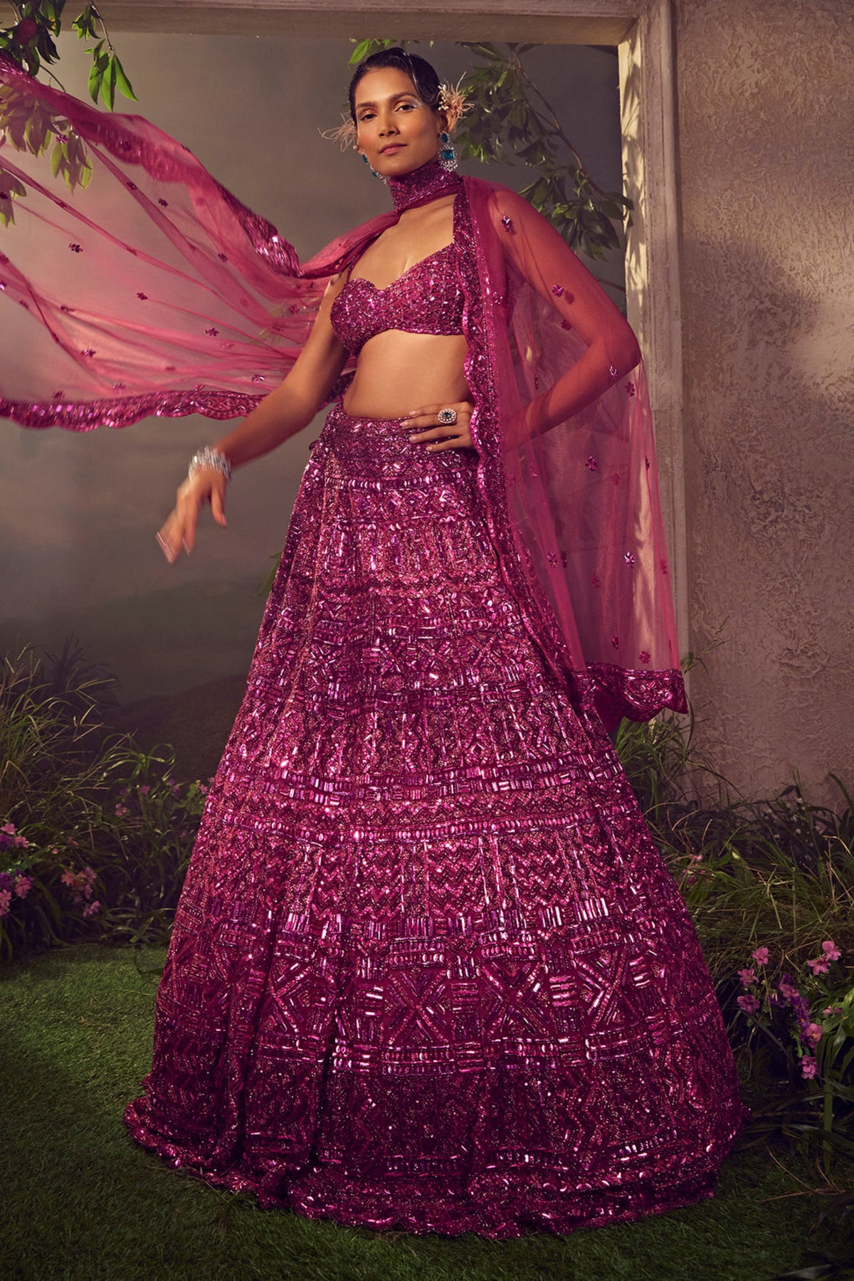 Magenta Haze Tulle Lehenga Set