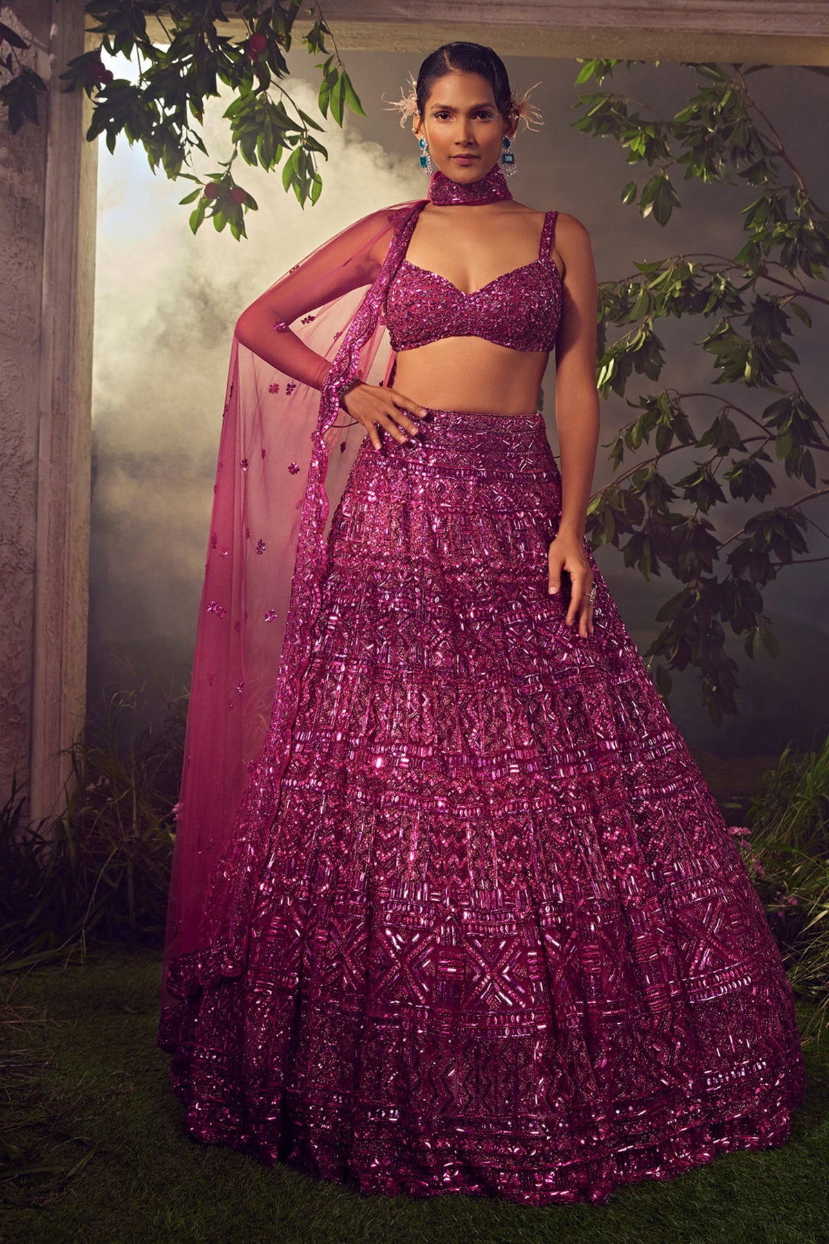 Magenta Haze Tulle Lehenga Set