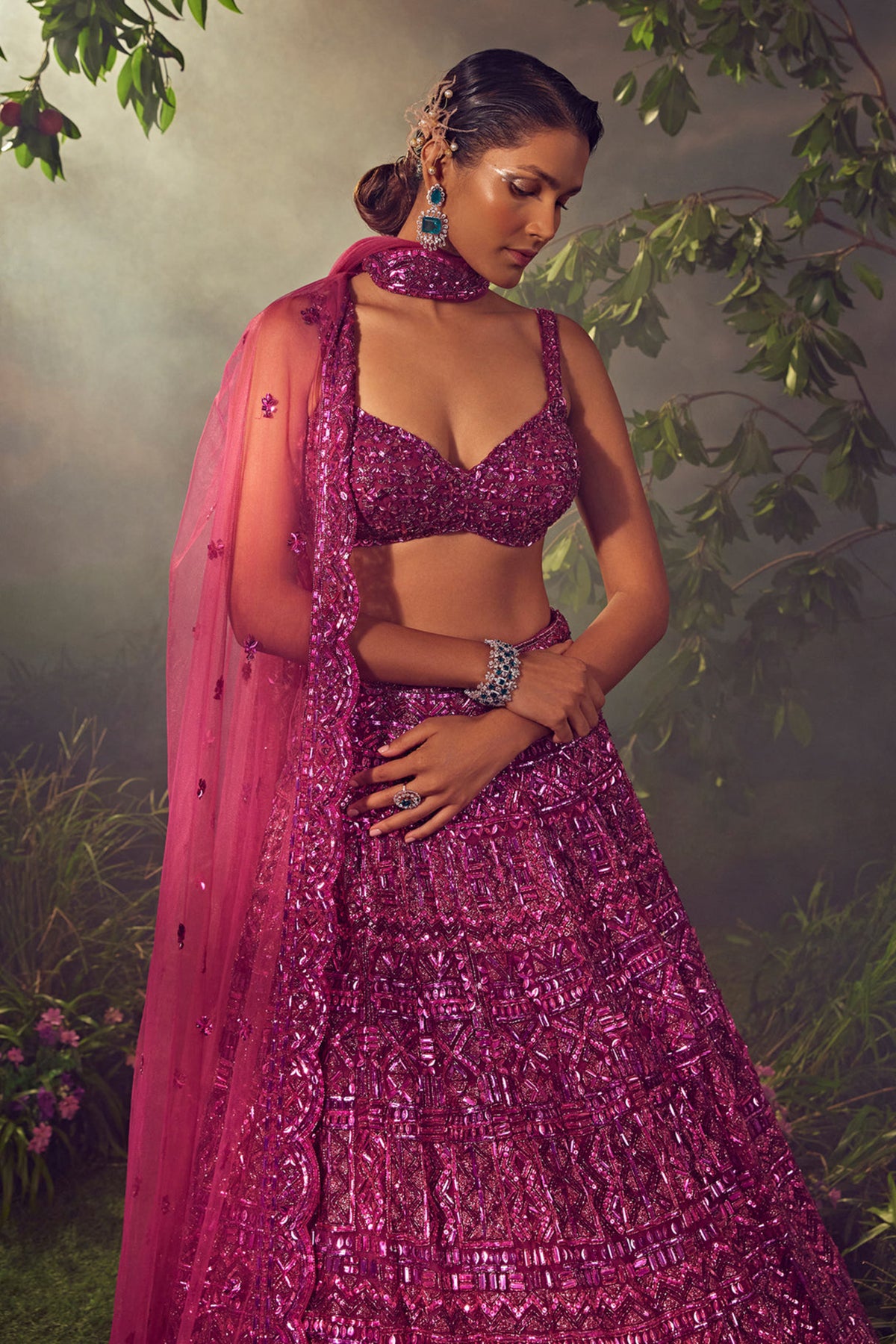 Magenta Haze Tulle Lehenga Set