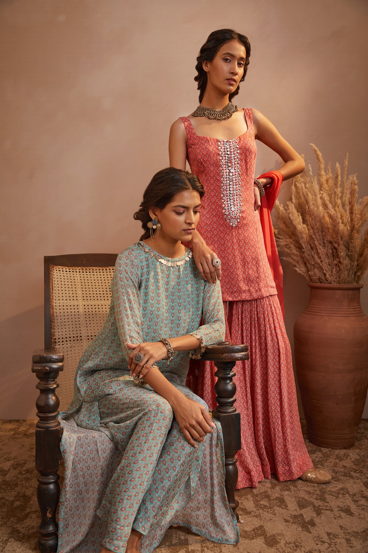 Aqua paisley dhoti kurta set