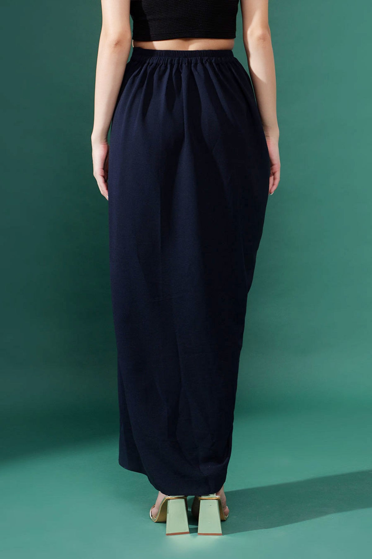 Pleated Navy Draped Skirt