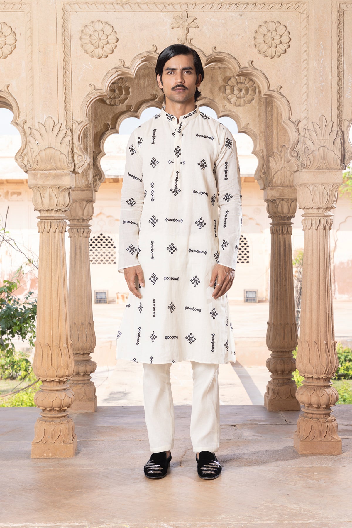 Center Square Embroidered Kurta Set